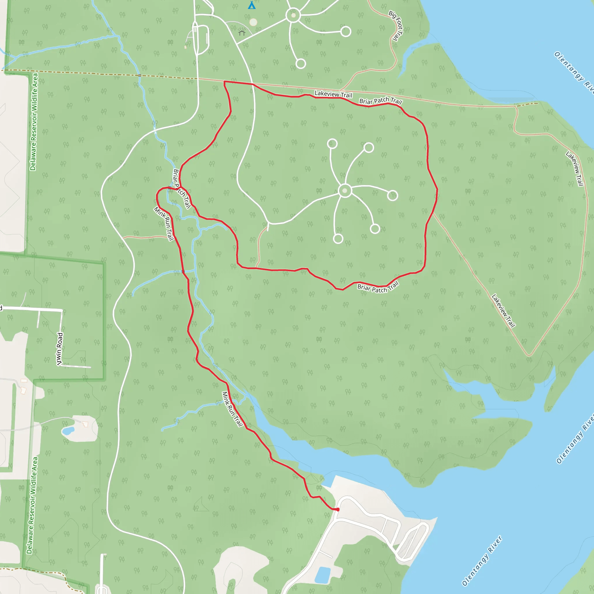 Mink Run Trail and Briar Patch Trail Loop mobile static map