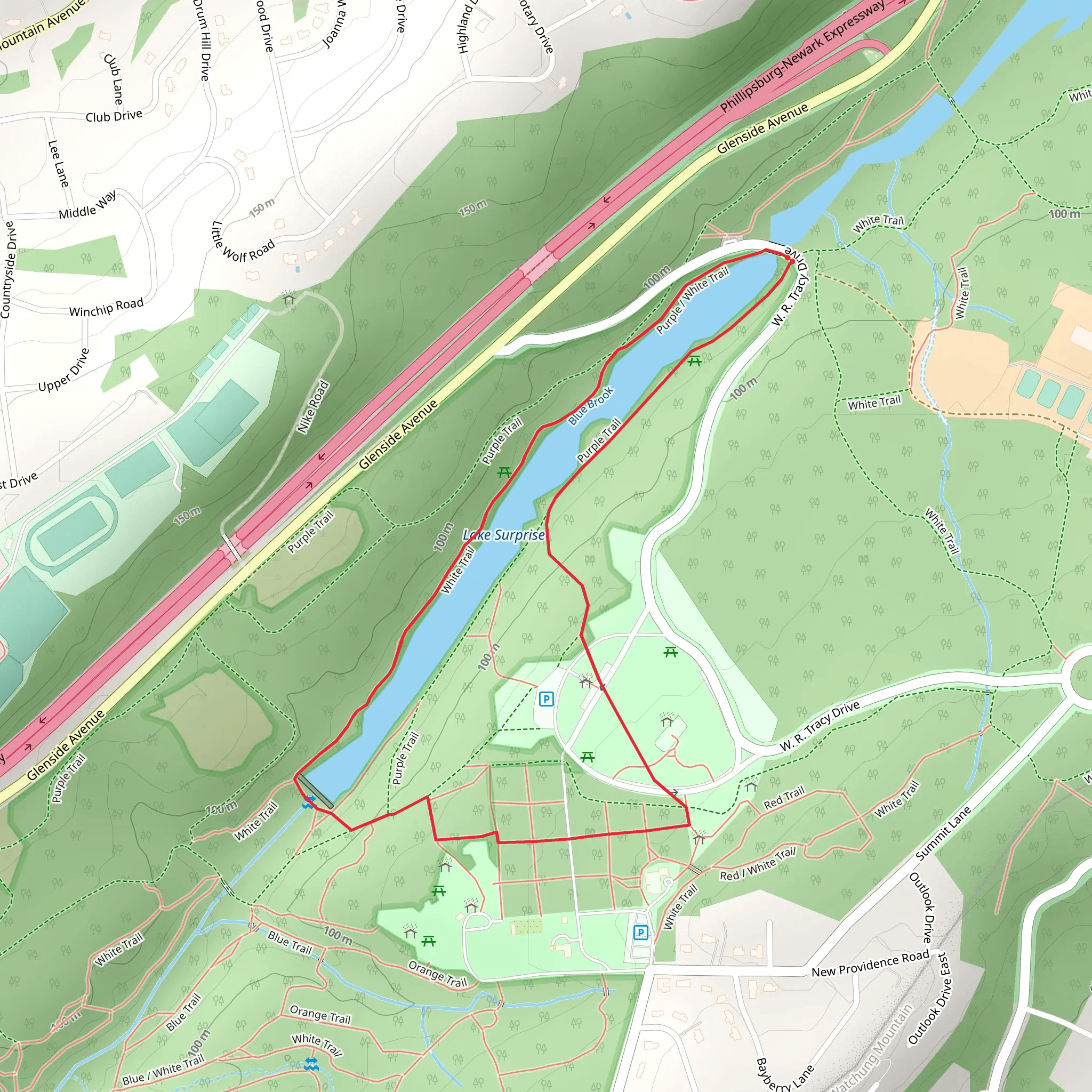 White Trail and Purple Loop Trail mobile static map