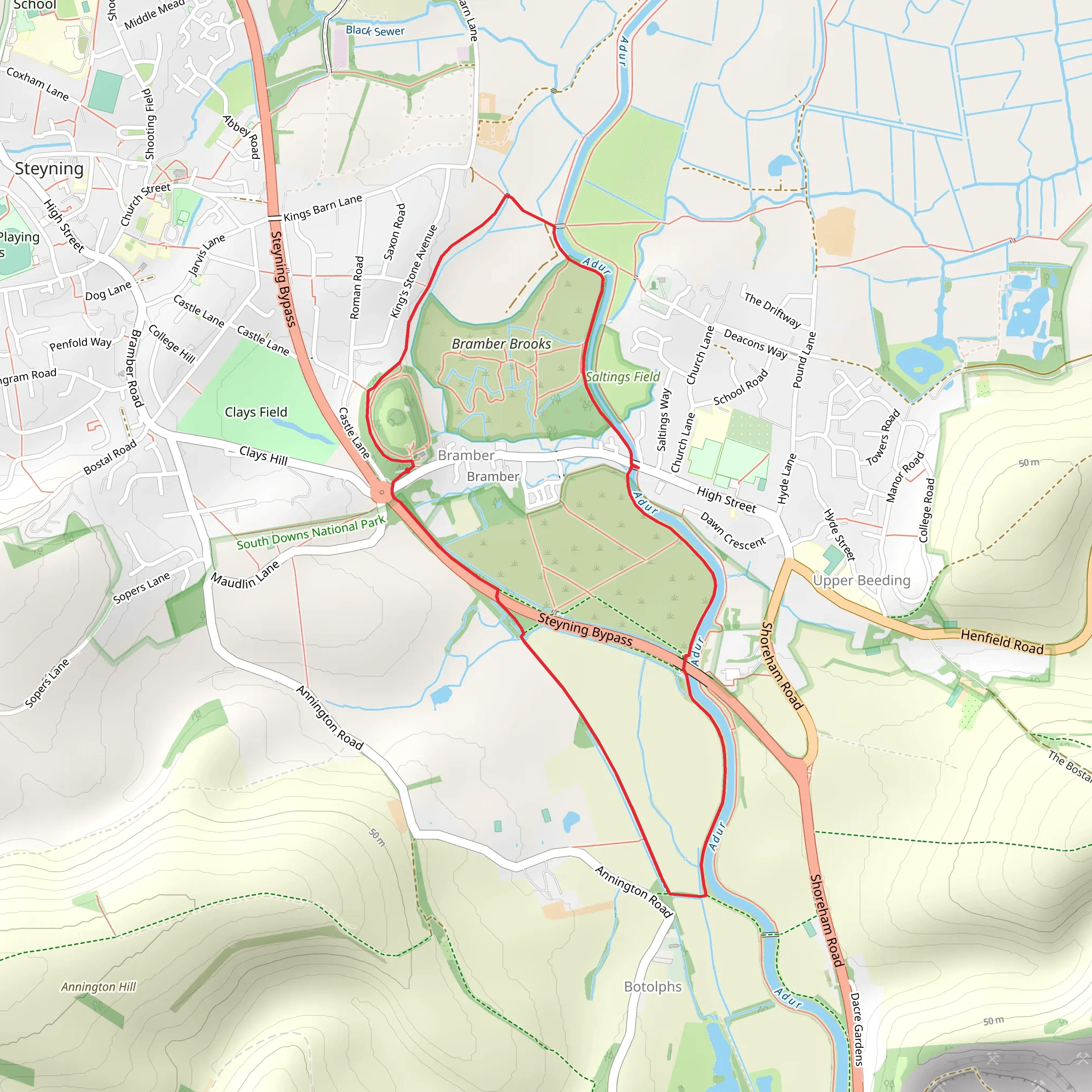 Bramber Castle and Upper Beeding Loop mobile static map