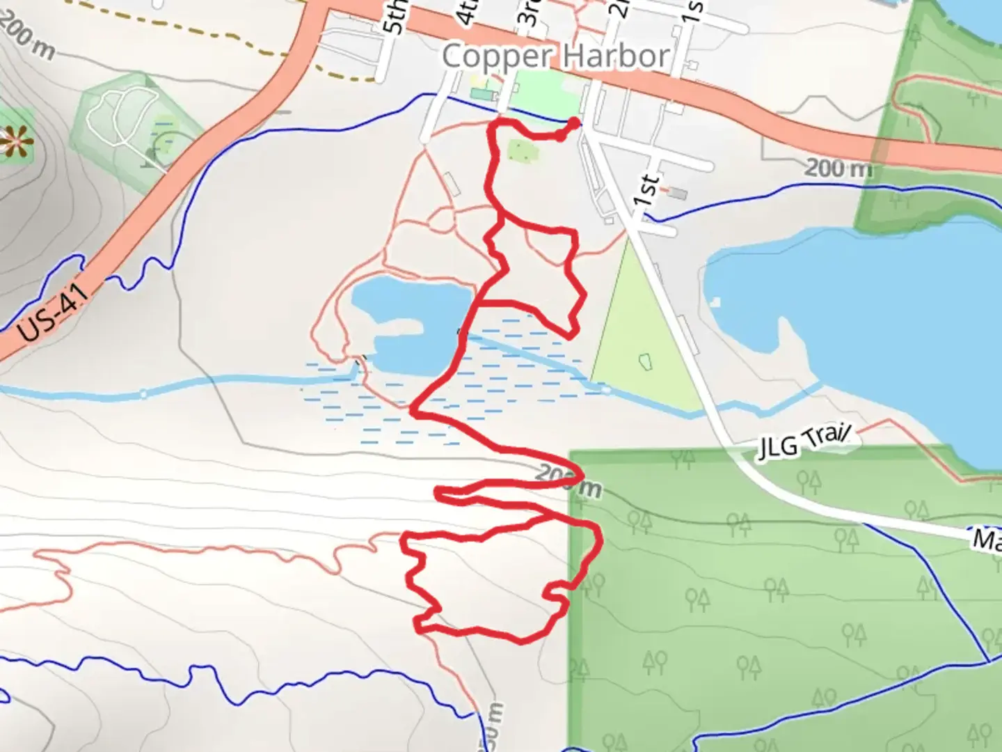 An image depicting the trail Fort Wilkins Gardens and Der We Went Loop and its surrounding area.