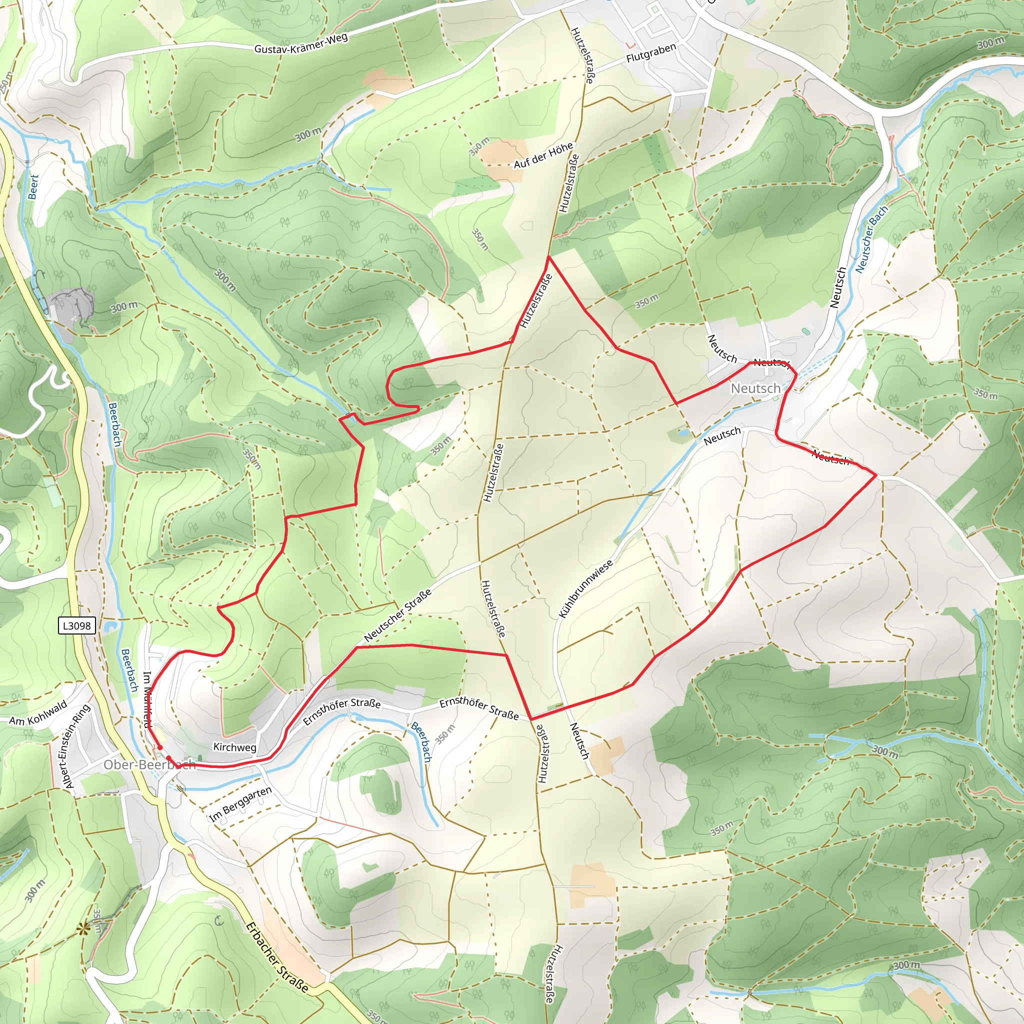 Saar Rhein Main Weg Teil and Ortsrundwanderweg Waschenbach 1 Loop mobile static map