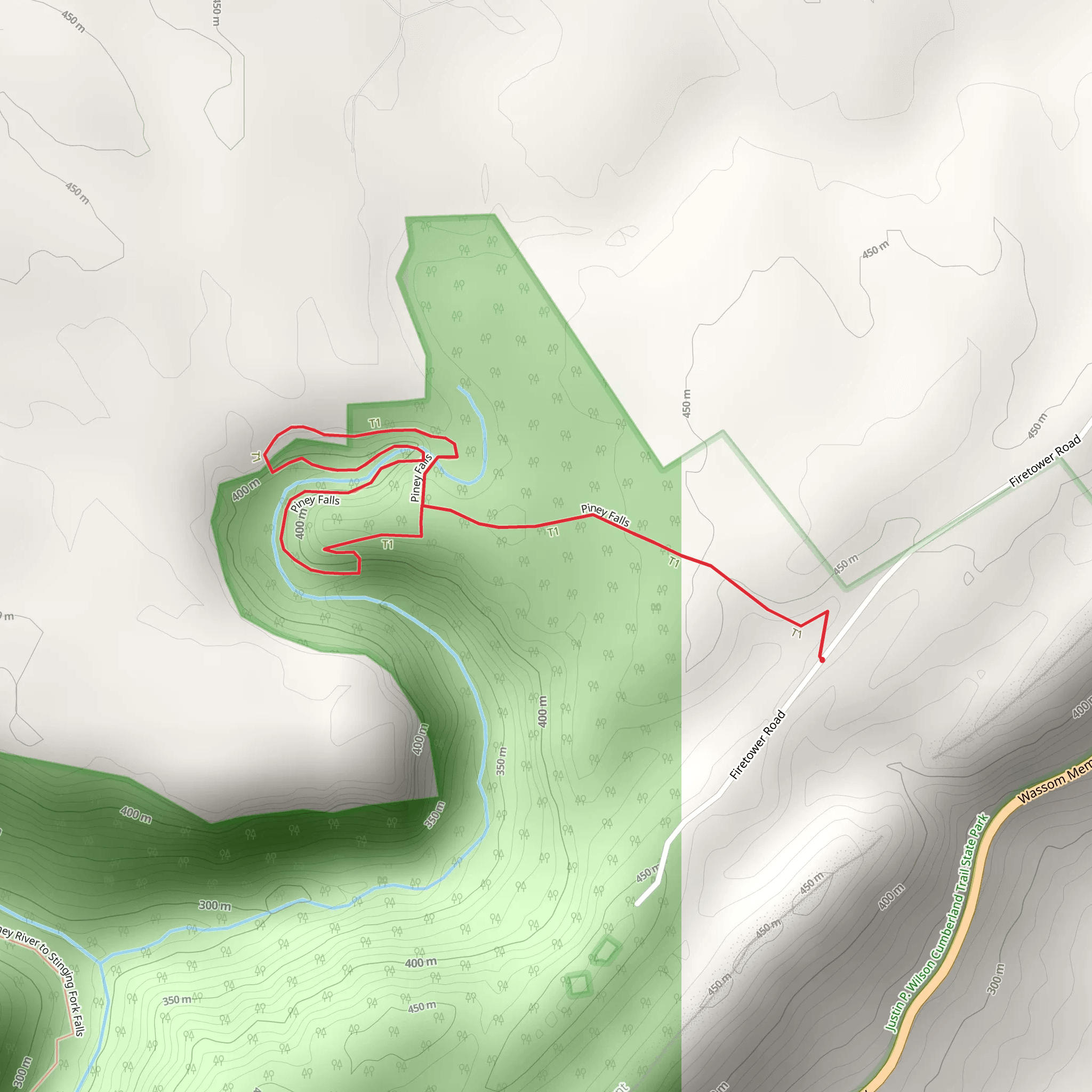 Piney Falls Loop mobile static map