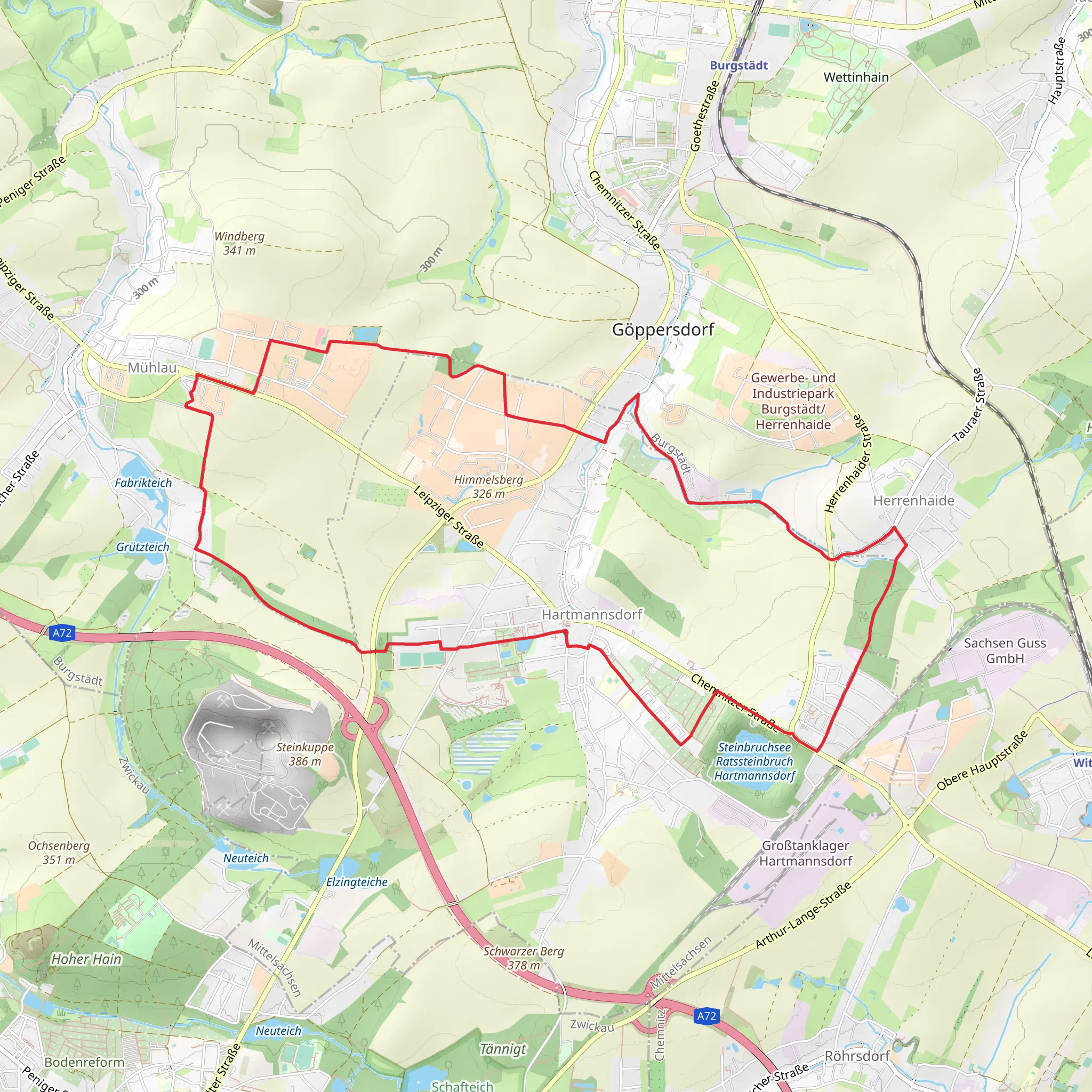 Burgstaedt and Hartmannsdorf Loop mobile static map