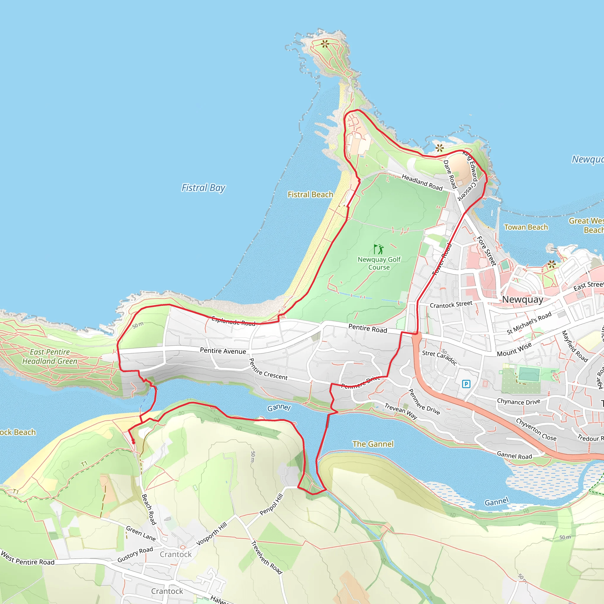 Newquay and Fistral Beach Walk mobile static map