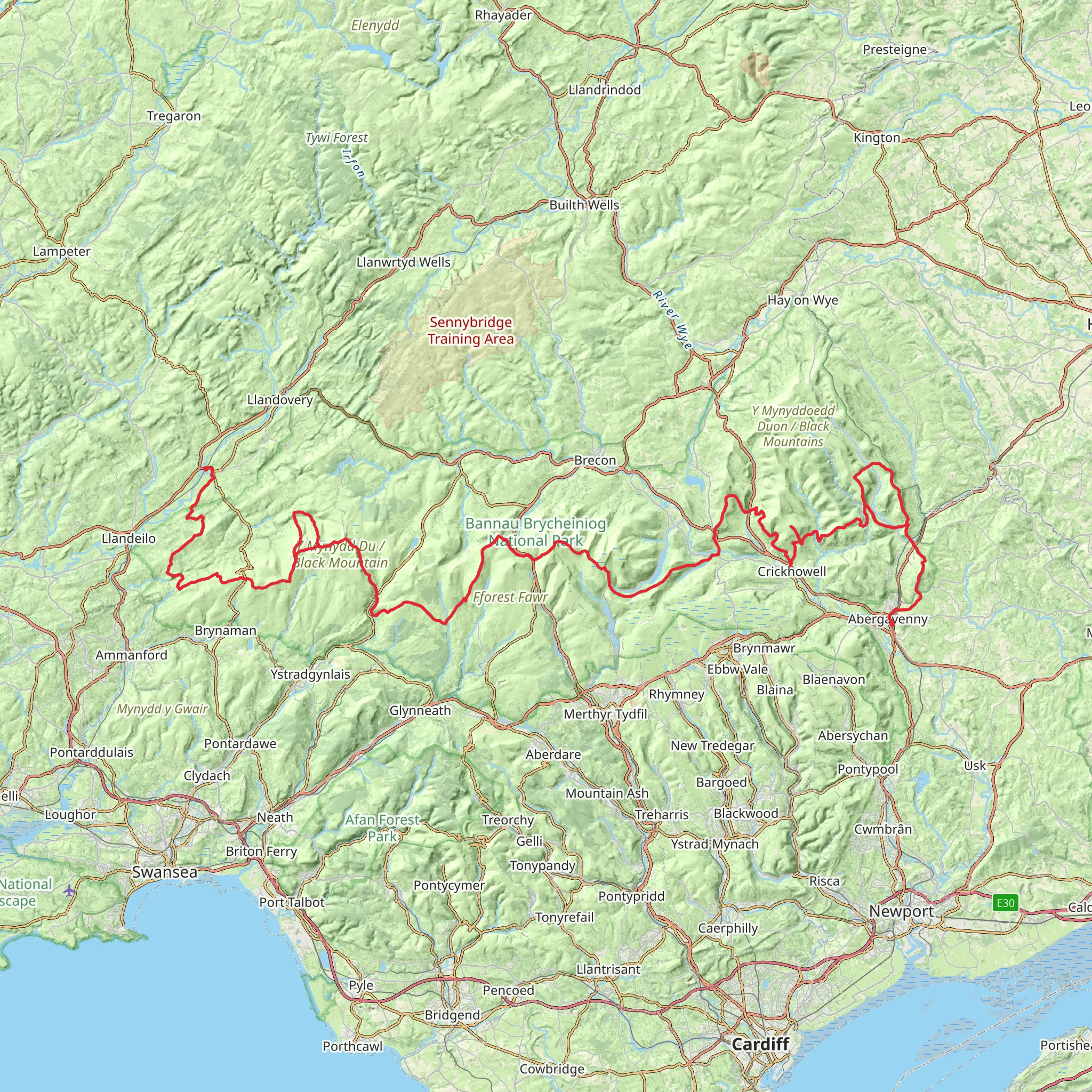 Beacons Way mobile static map