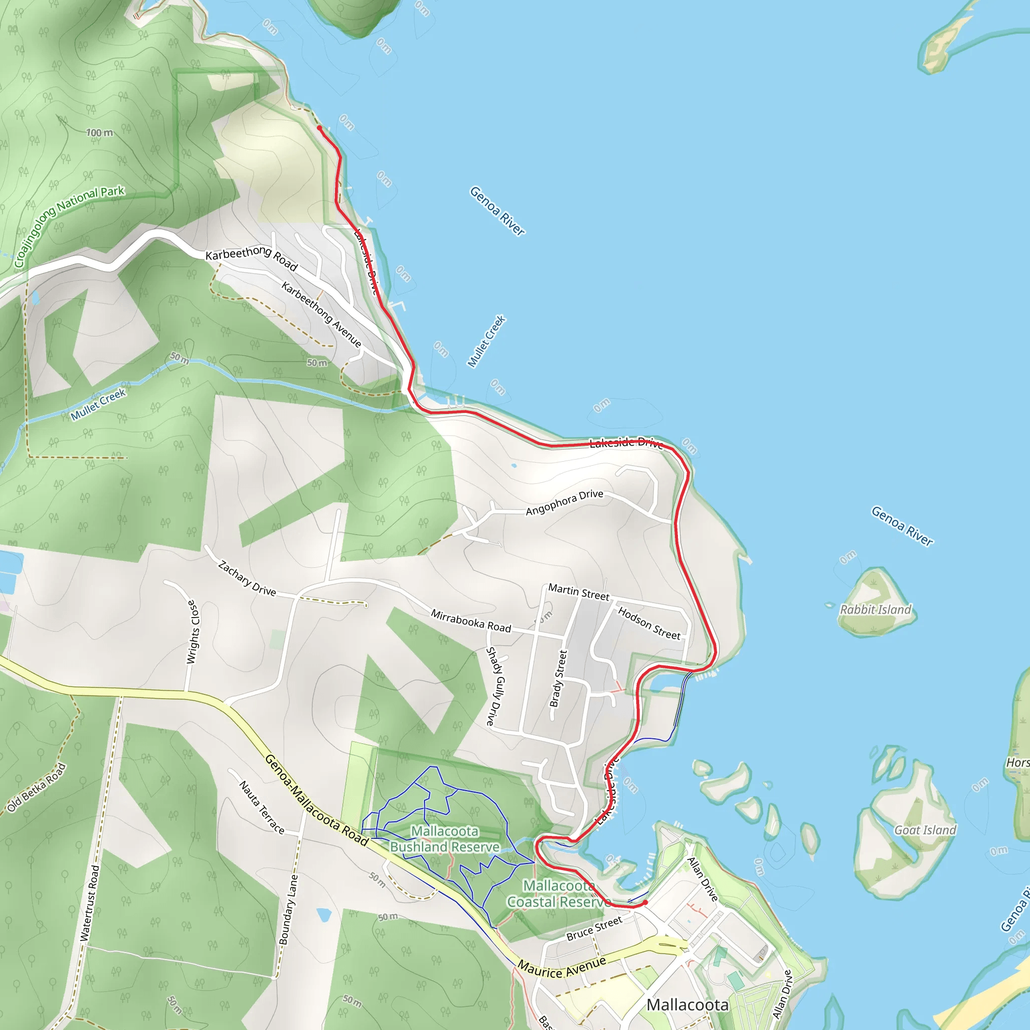 Mallacoota - Lakeside Walk mobile static map