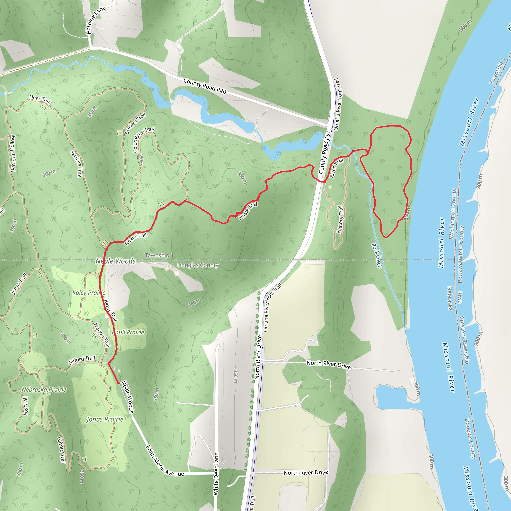 MIssouri River Ecology Loop via Neale Trail mobile static map