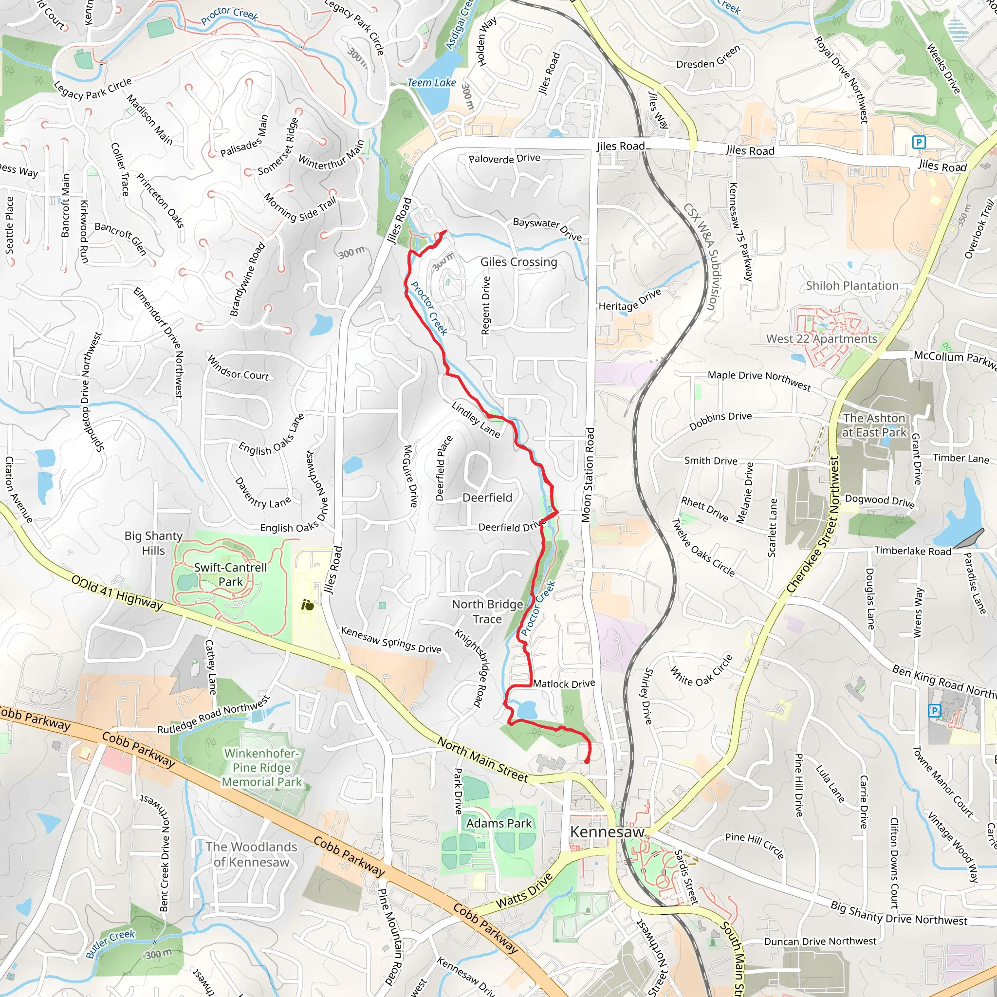 Whispering Lake and Winchester Forest Park Trail mobile static map