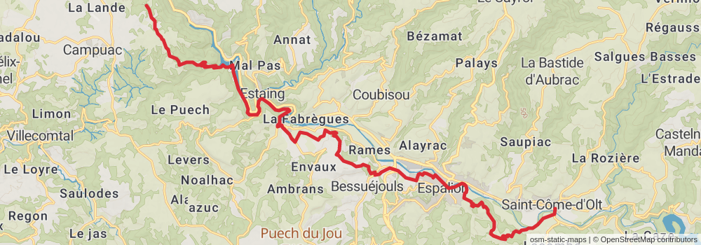 Camino Strasbourg-Saint Jean Pied de Port via Le Puy stage 54 Map