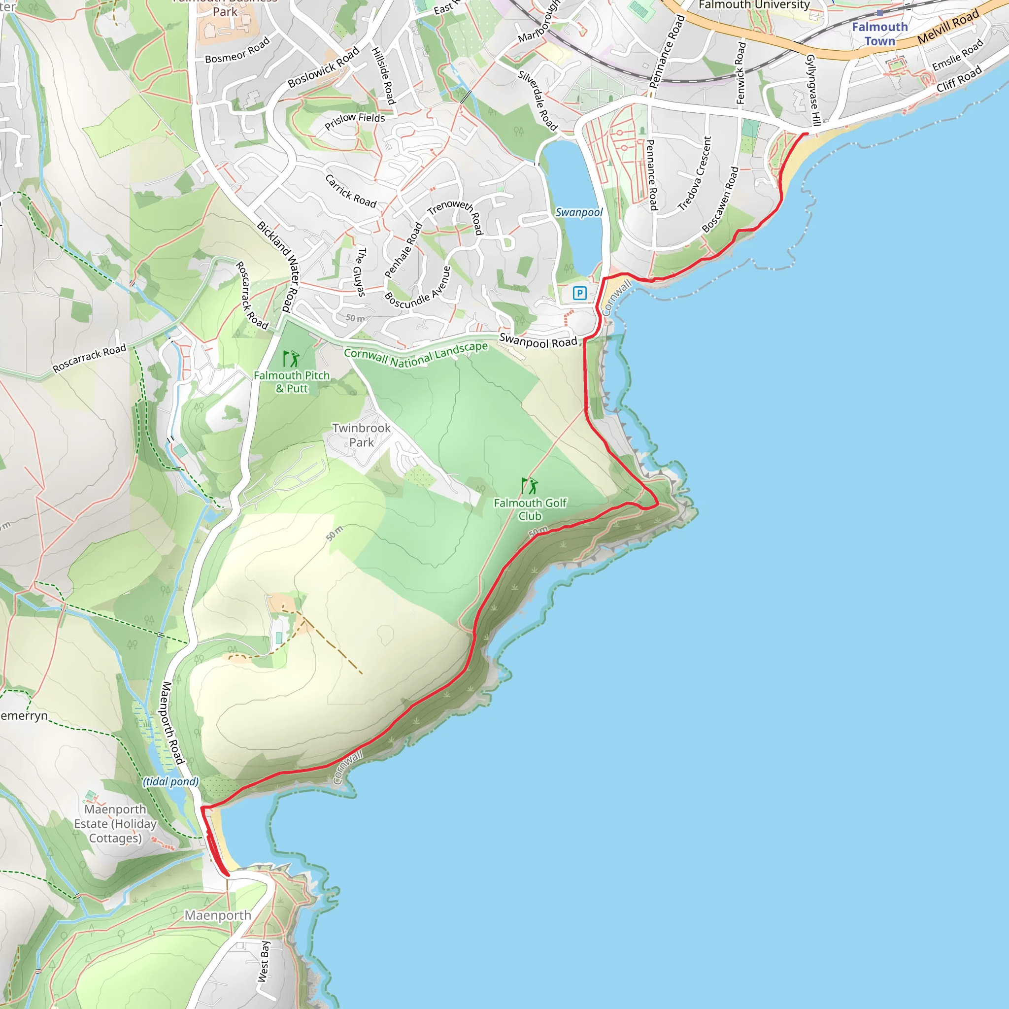 Gyllyngvase Beach from Maenporth mobile static map