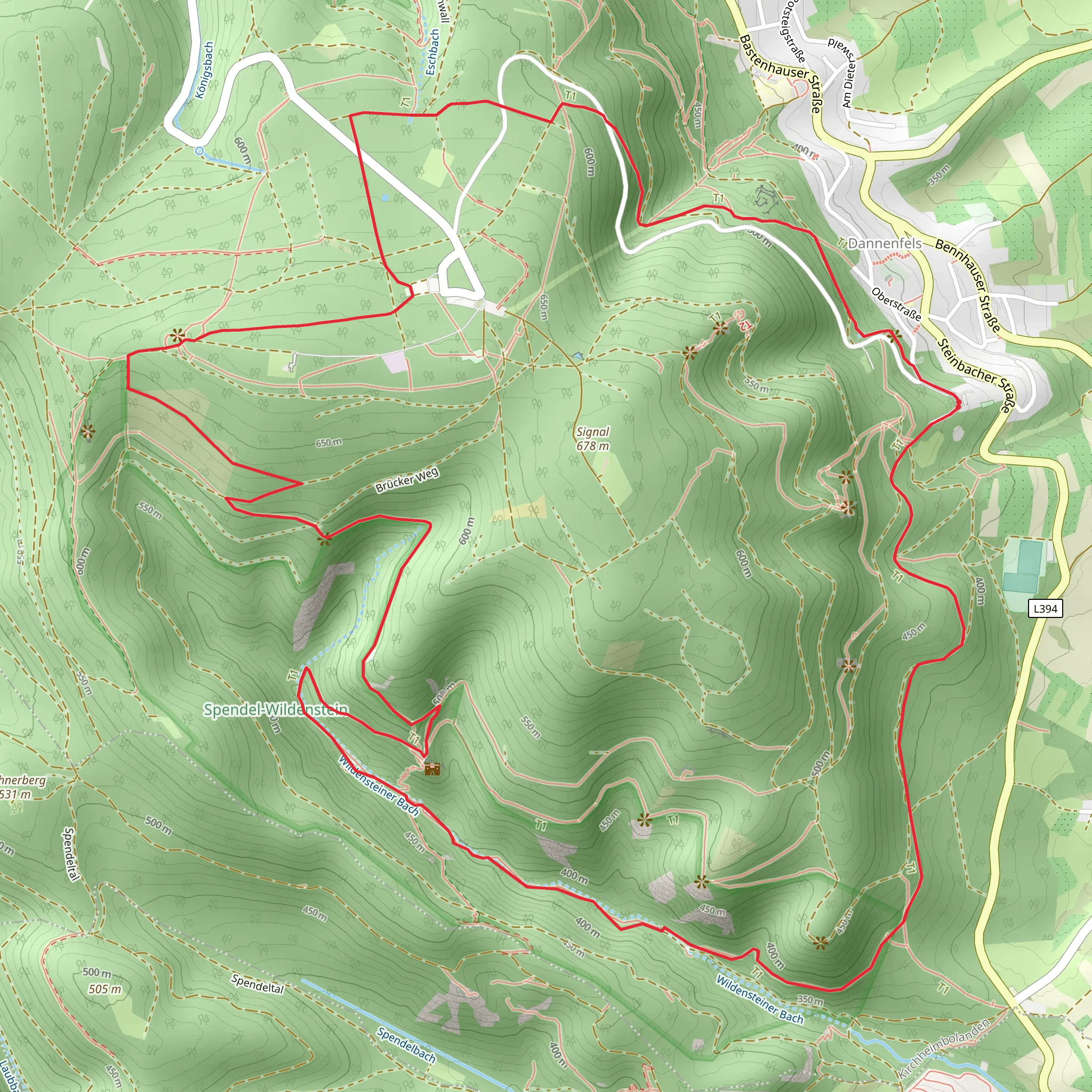 Donnersberg and Spendel Wildenstein Loop via Dannenfels 7 Falkenstein mobile static map