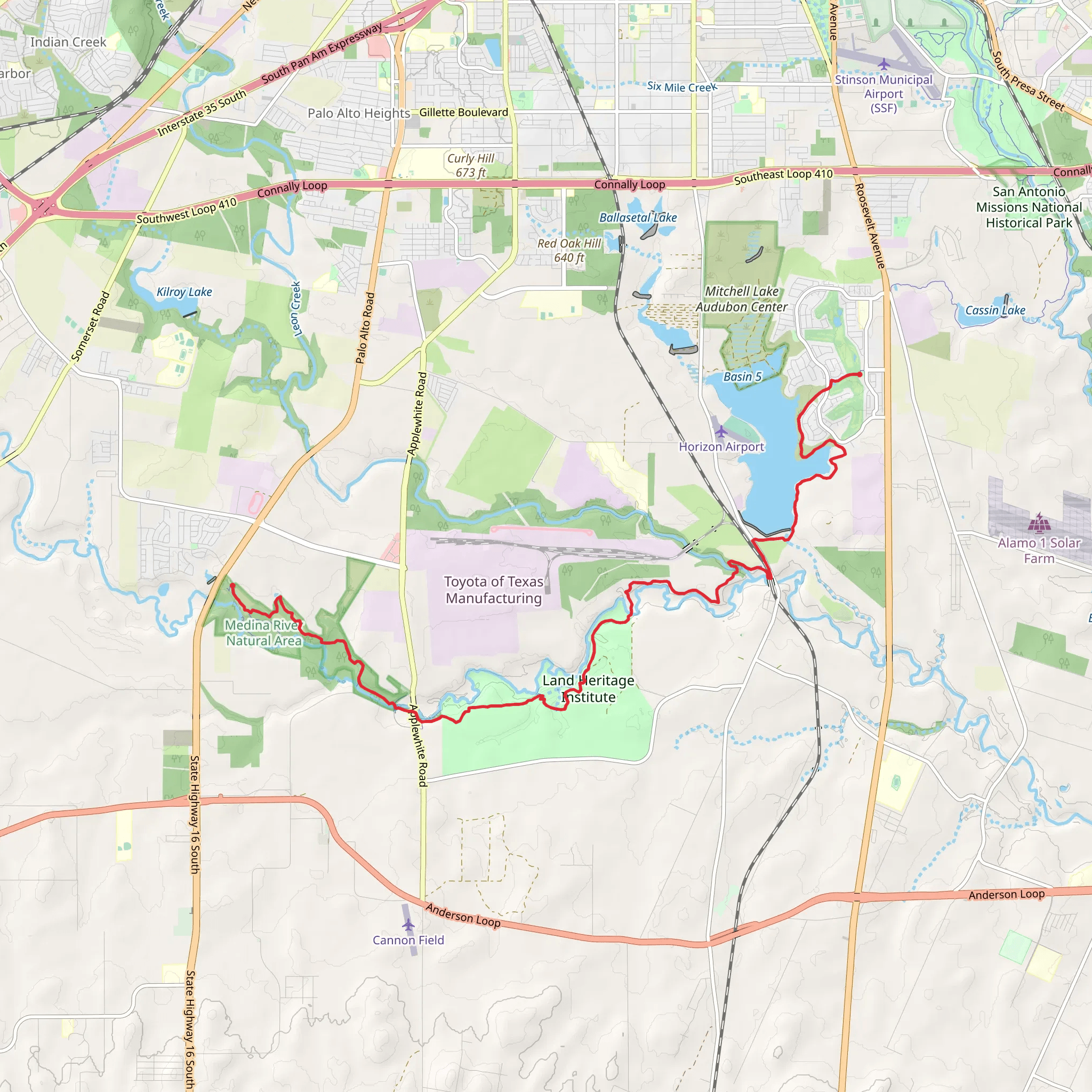 Medina River Greenway Trail Point to Point mobile static map
