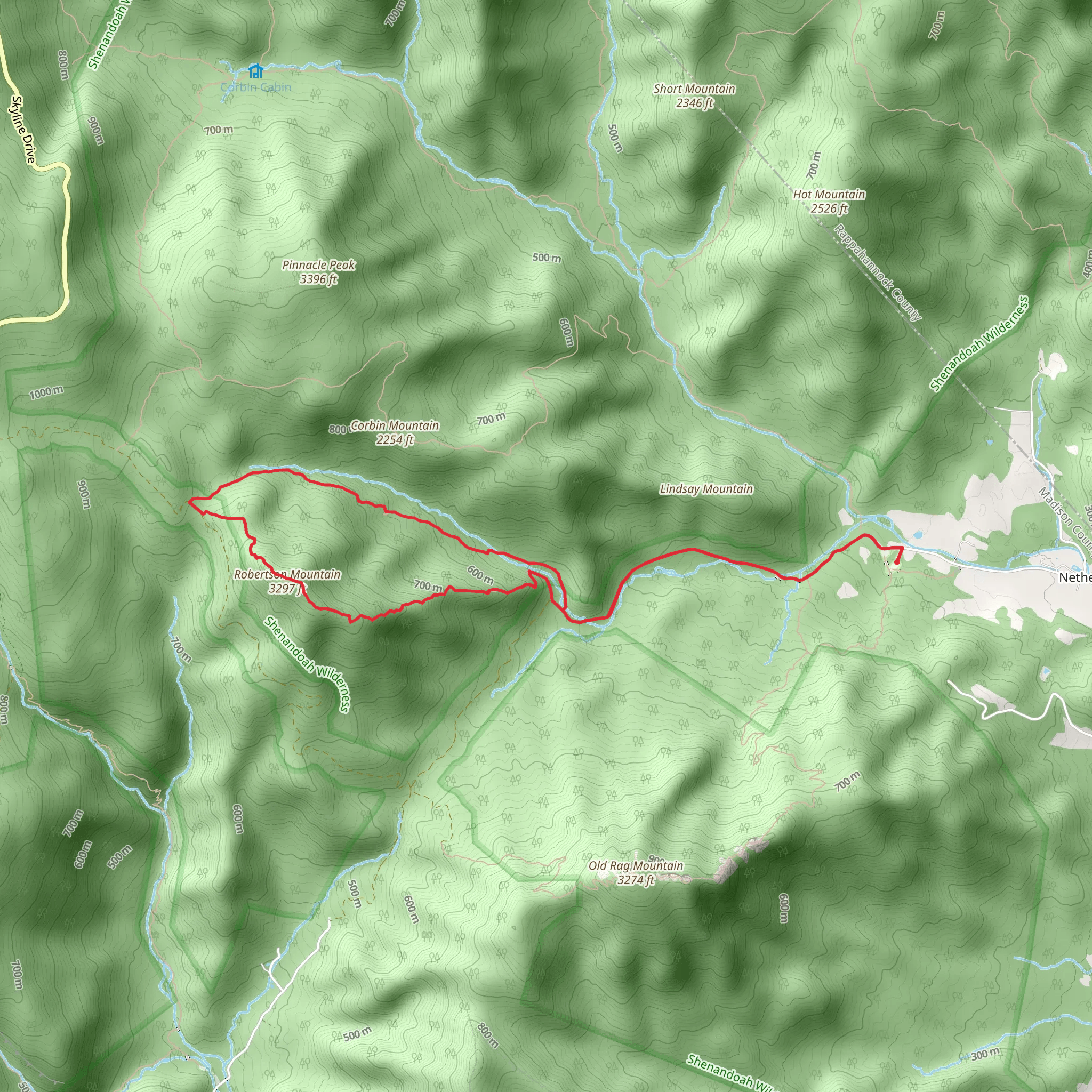 Robertson Mountain via Corbin Hollow Trail mobile static map
