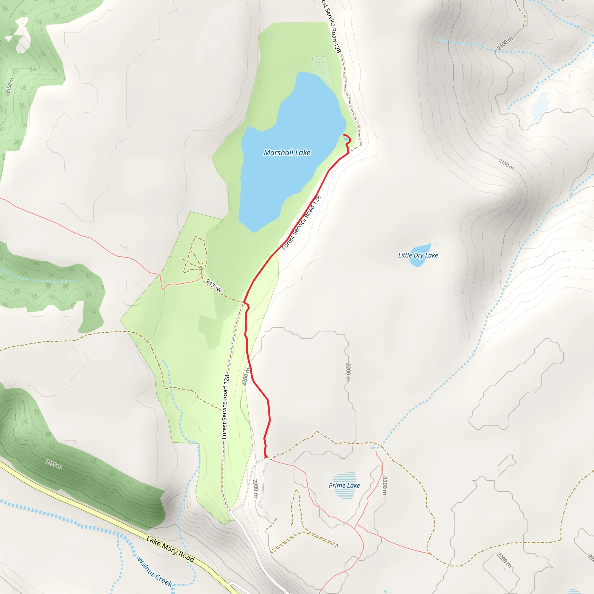 Marshall Lake and Lower Tank via Arizona Trail mobile static map