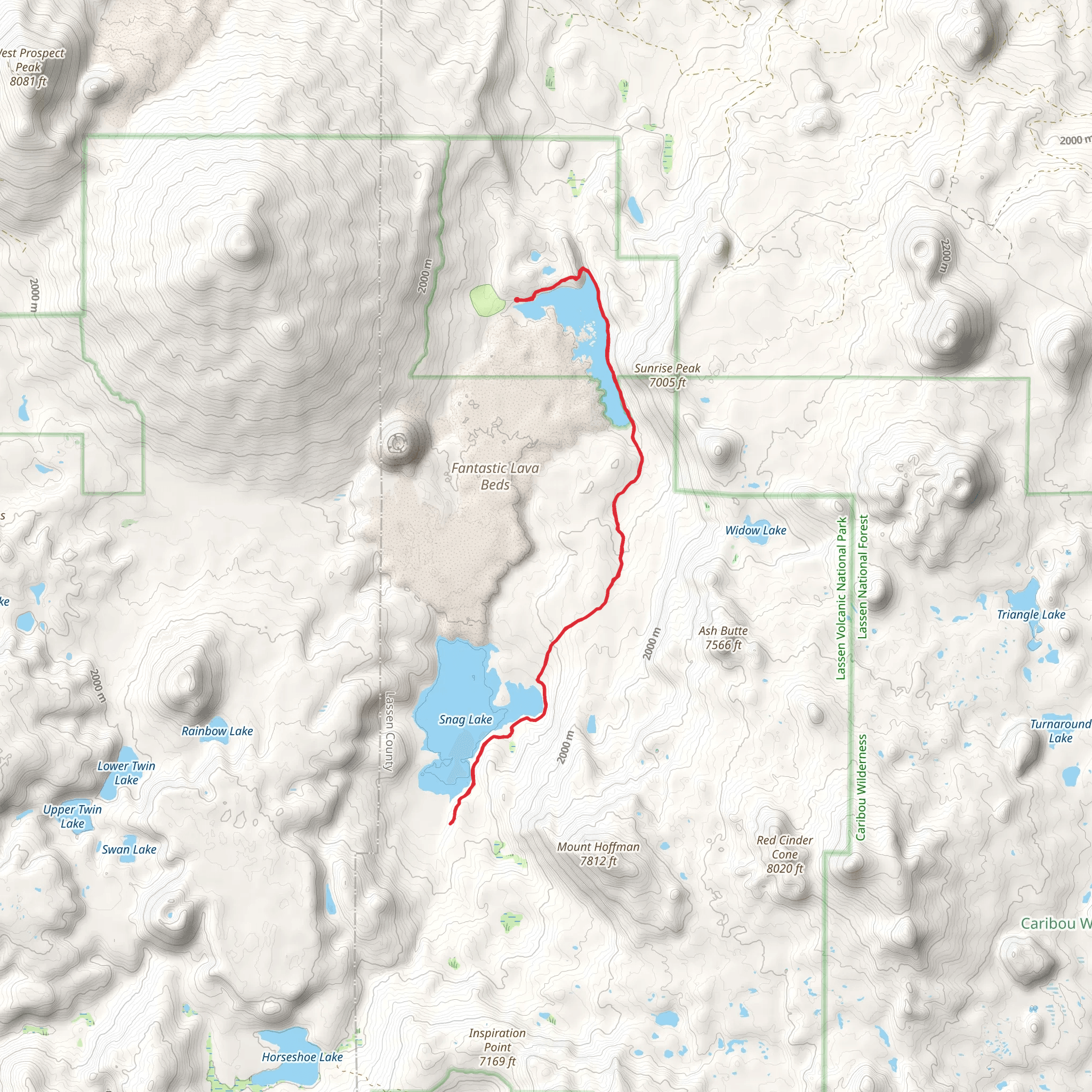 Butte Lake to Snag Lake Trail - East mobile static map
