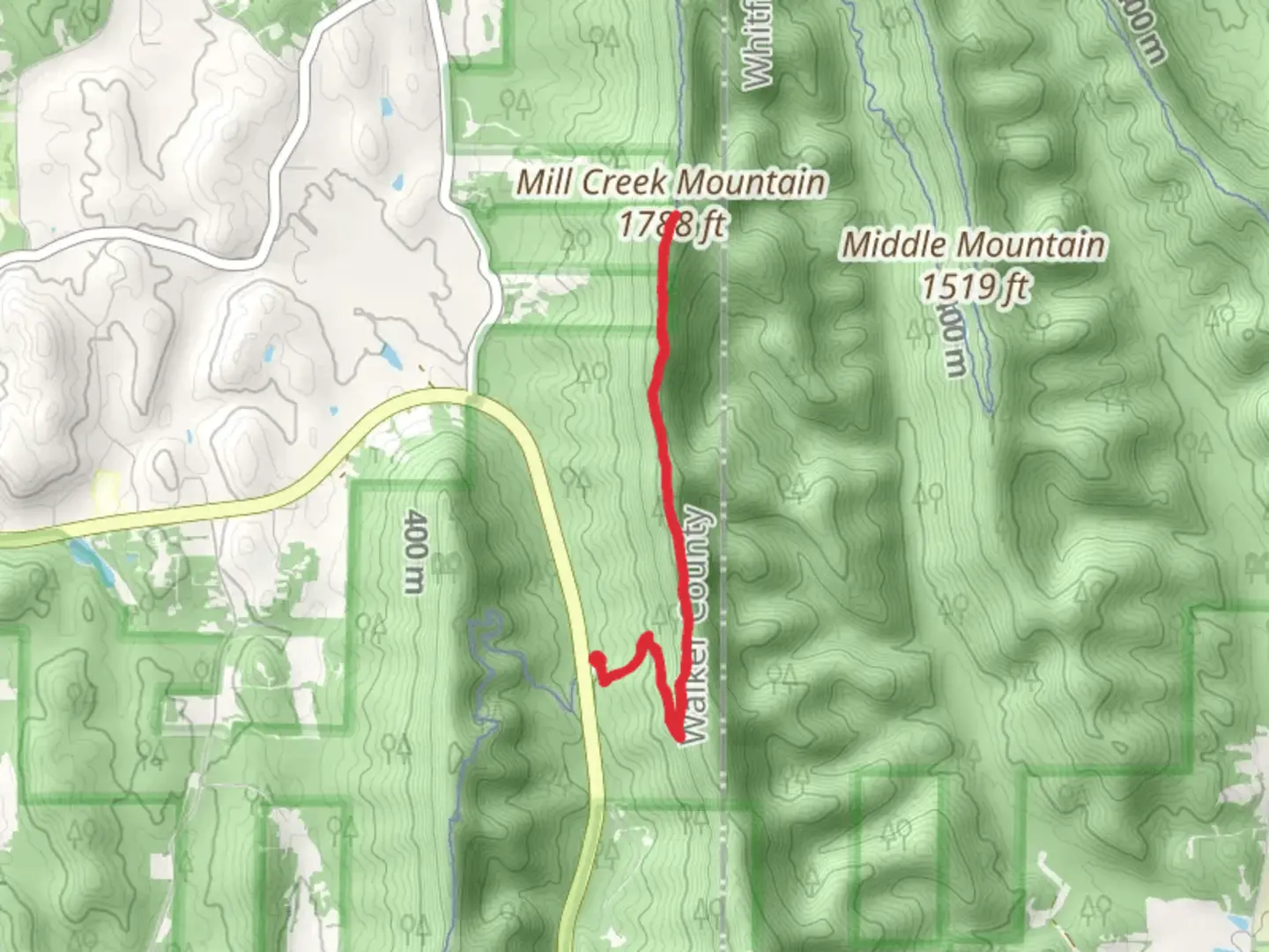 An image depicting the trail Mill Creek Mountain via Pinhoti Trail and its surrounding area.