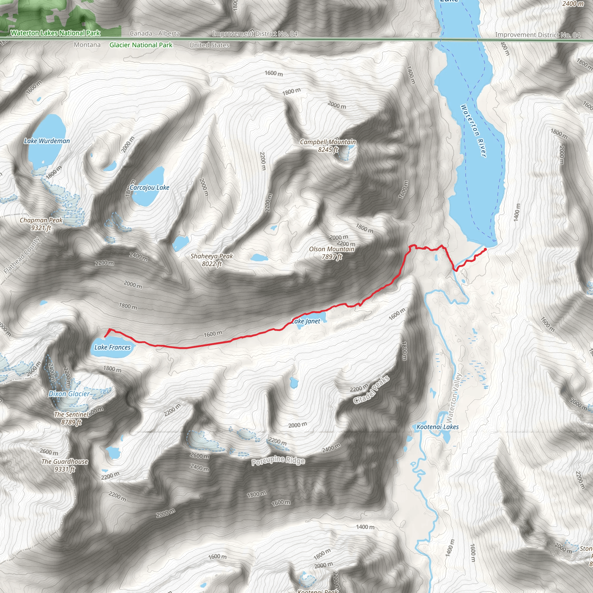 Lake Frances via Boulder Pass mobile static map