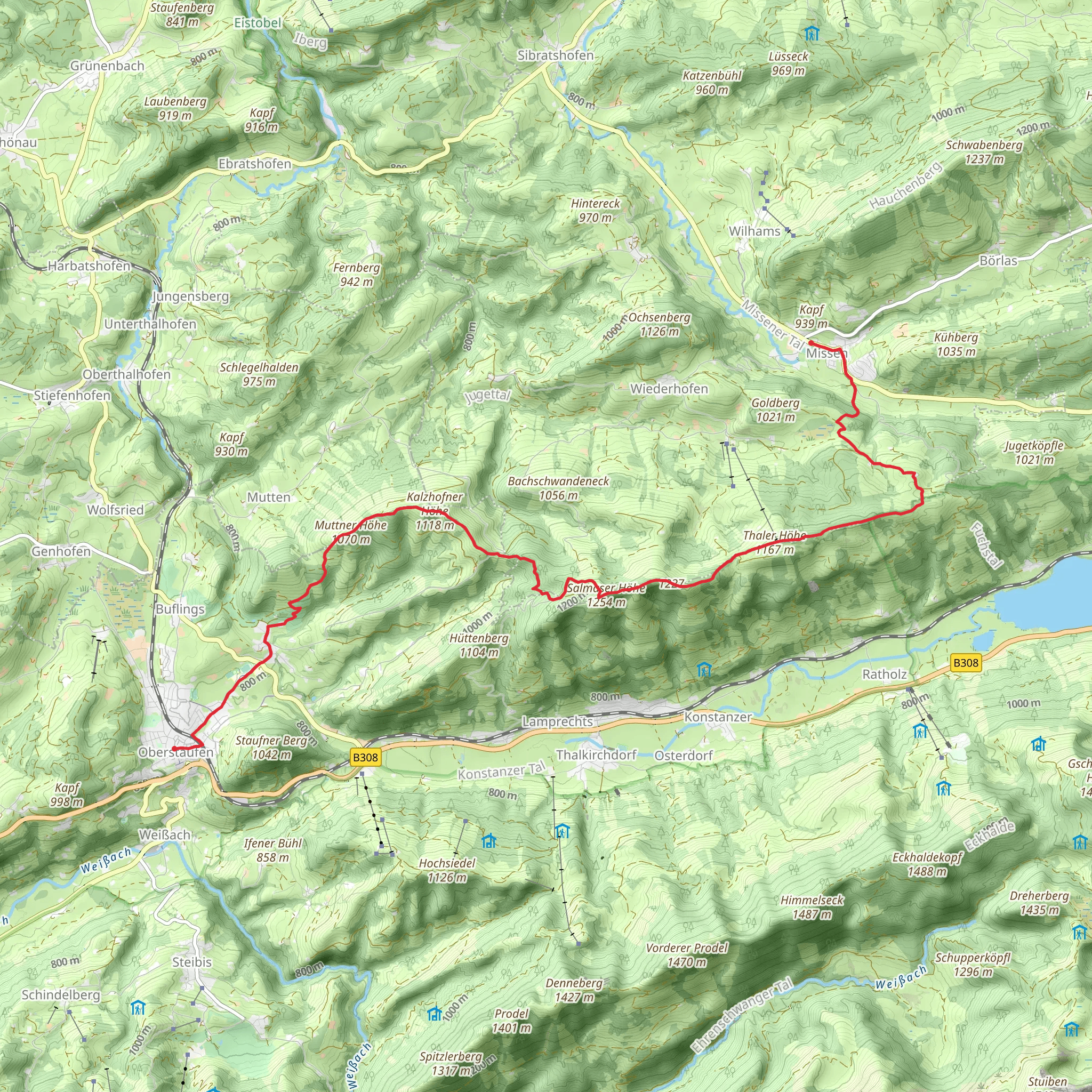 Missen to Oberstaufen Walk mobile static map