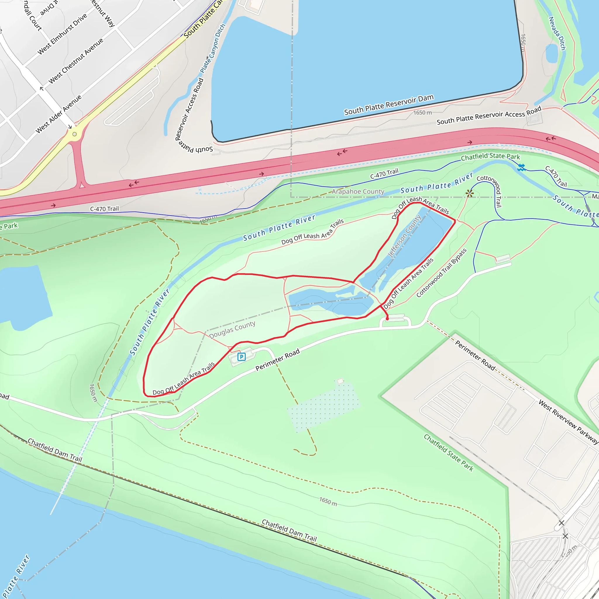 Dog Off Leash Area Loop Trail mobile static map