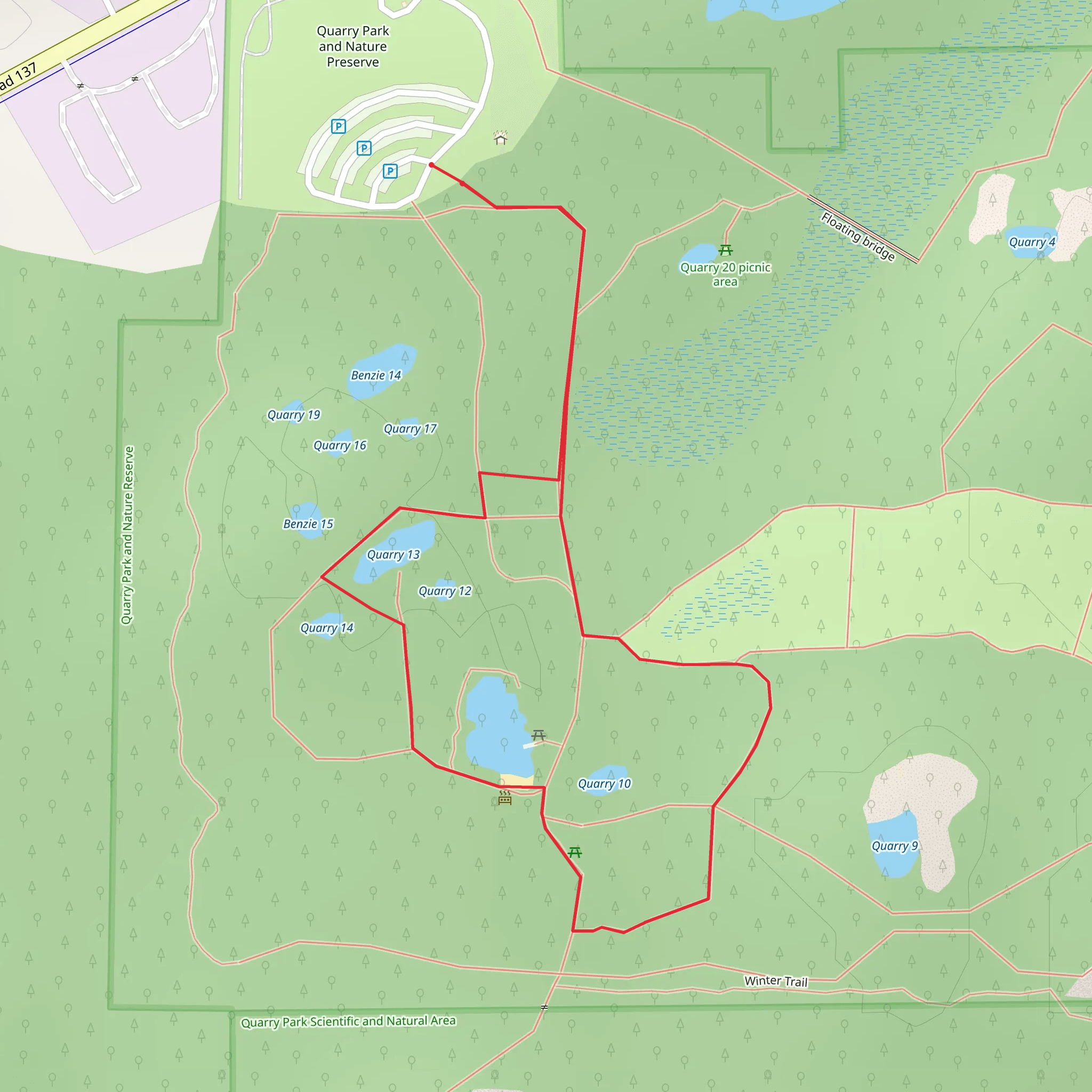 Quarry 11, Quarry 12 and Quarry 13 Loop mobile static map