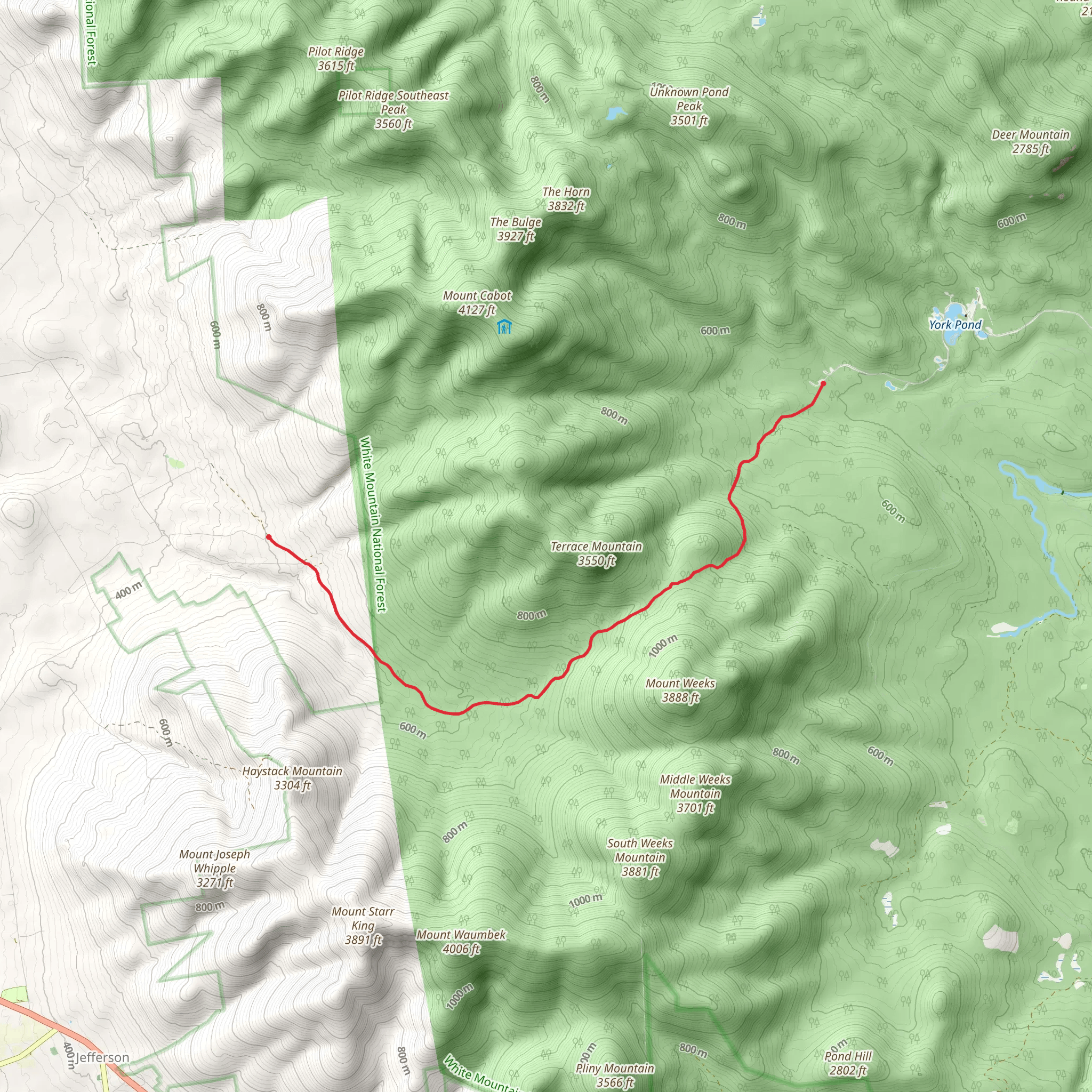 York Pond Trail mobile static map