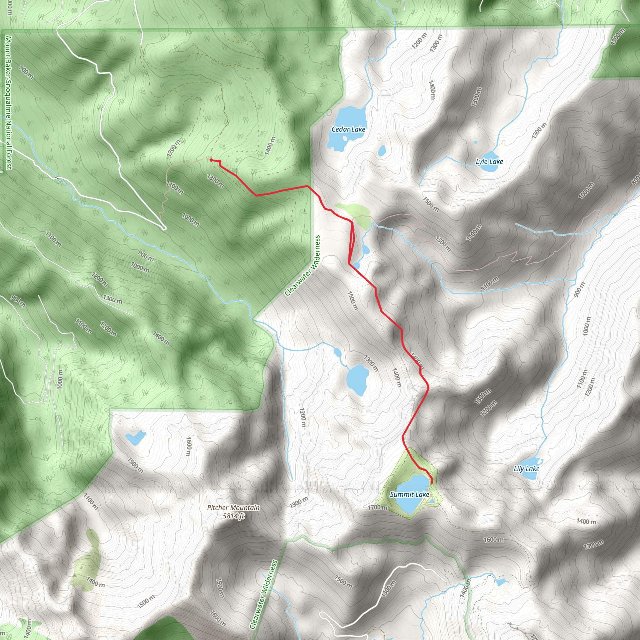 Summit Lake Tie with Clearwater Trail mobile static map