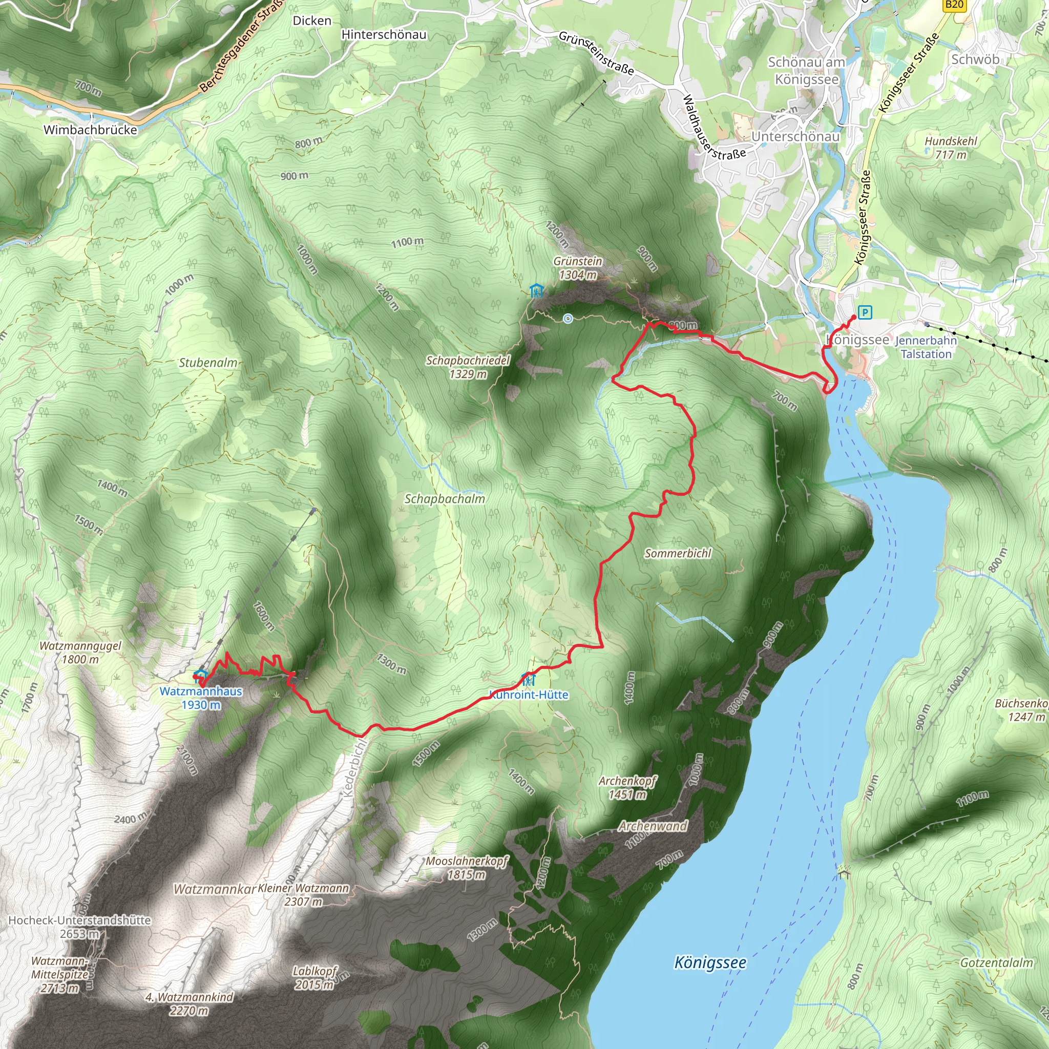 Königssee to Falzkopf Walk mobile static map