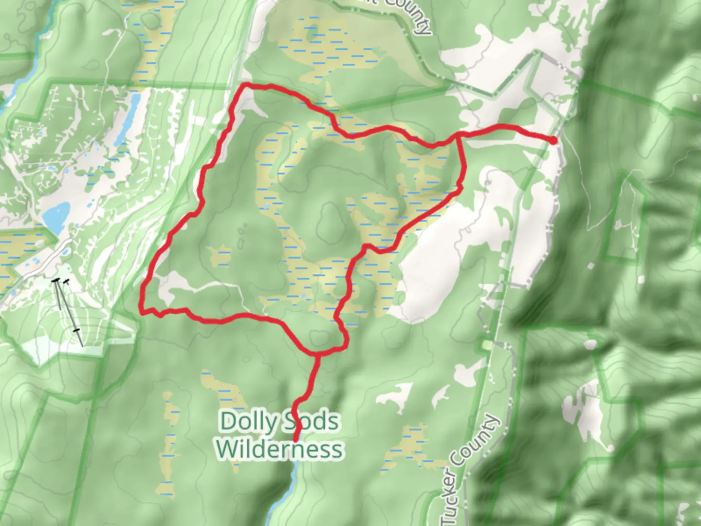 An image depicting the trail Rocky Knob - Harman Knob - Blackbird Knob Loop Trail and its surrounding area.