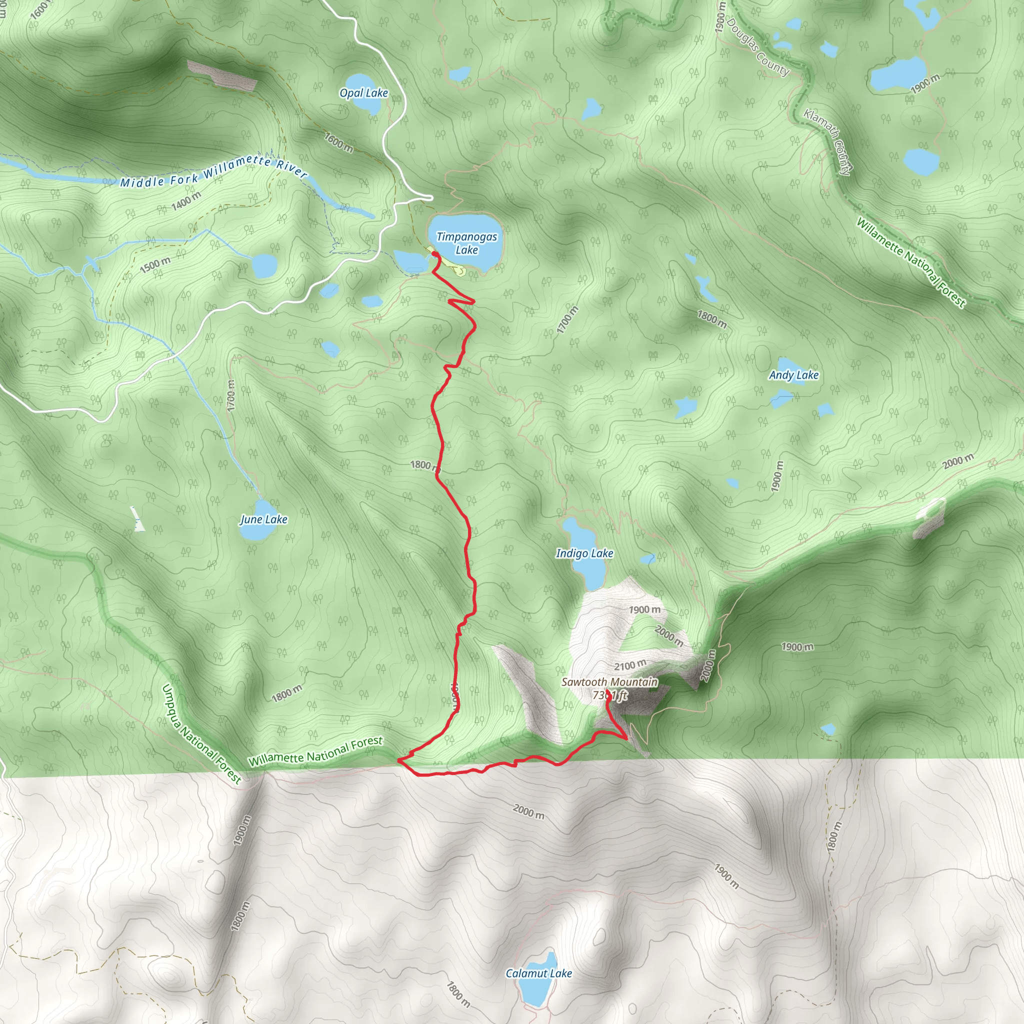 Sawtooth Mountain Trail mobile static map