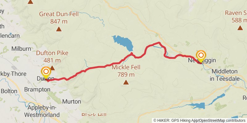 Stranraer to Middleton in Teesdale Walk stage 27 Map