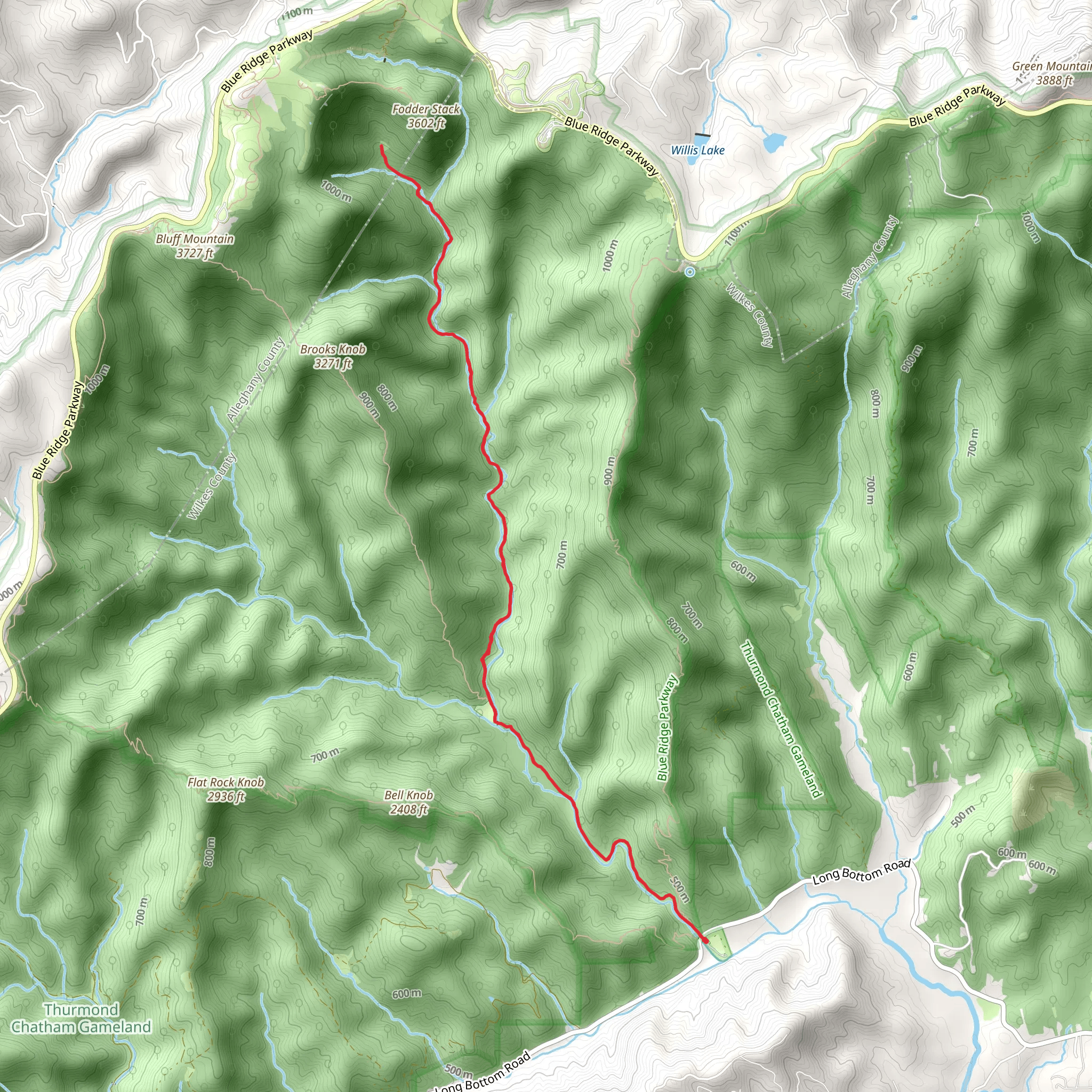 Fodder Stack and Basin Creek Trail mobile static map