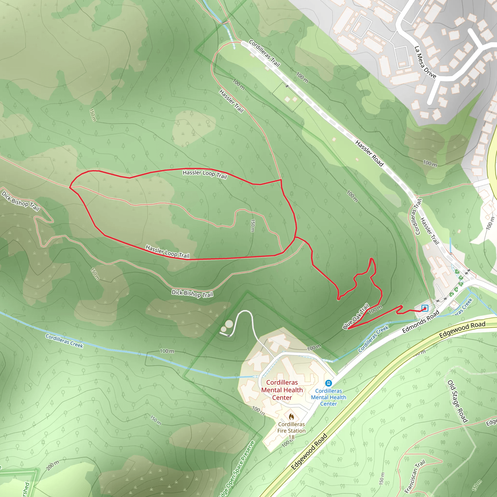 Hassler Loop via Blue Oak Trail mobile static map