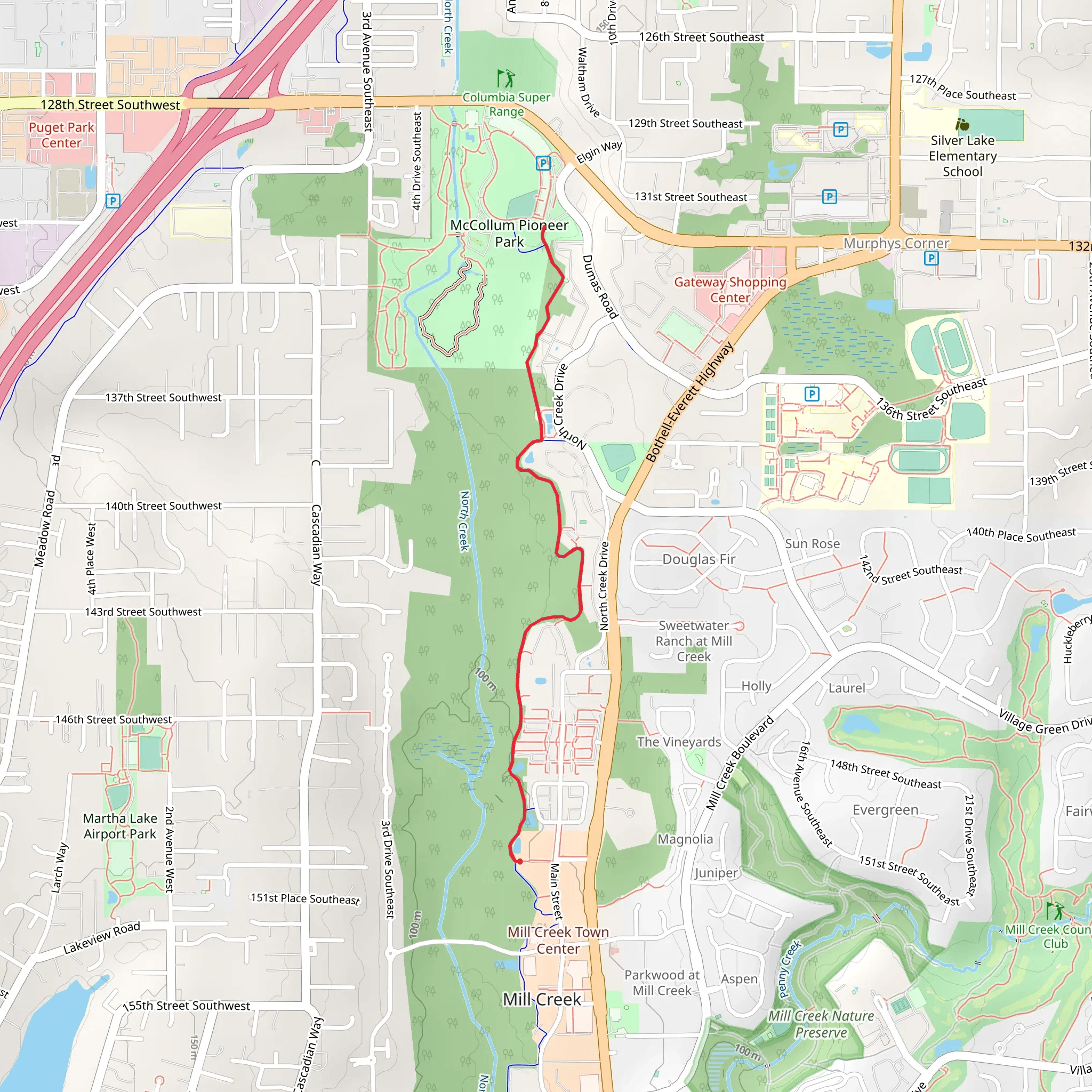 North Creek Trail - Mill Creek mobile static map