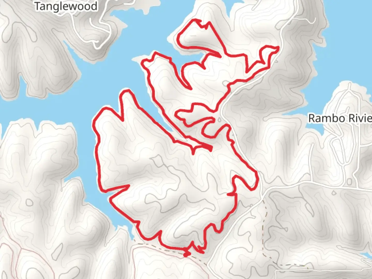 An image depicting the trail Karst Loop Trail from Rambo Road and its surrounding area.