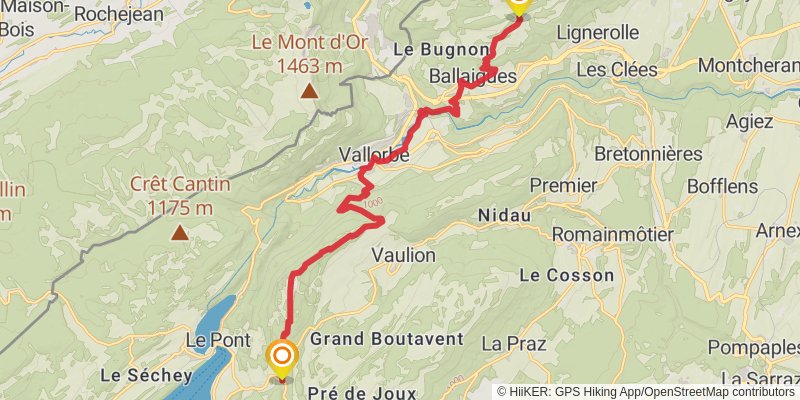 Jura Crest Trail stage 15 Map