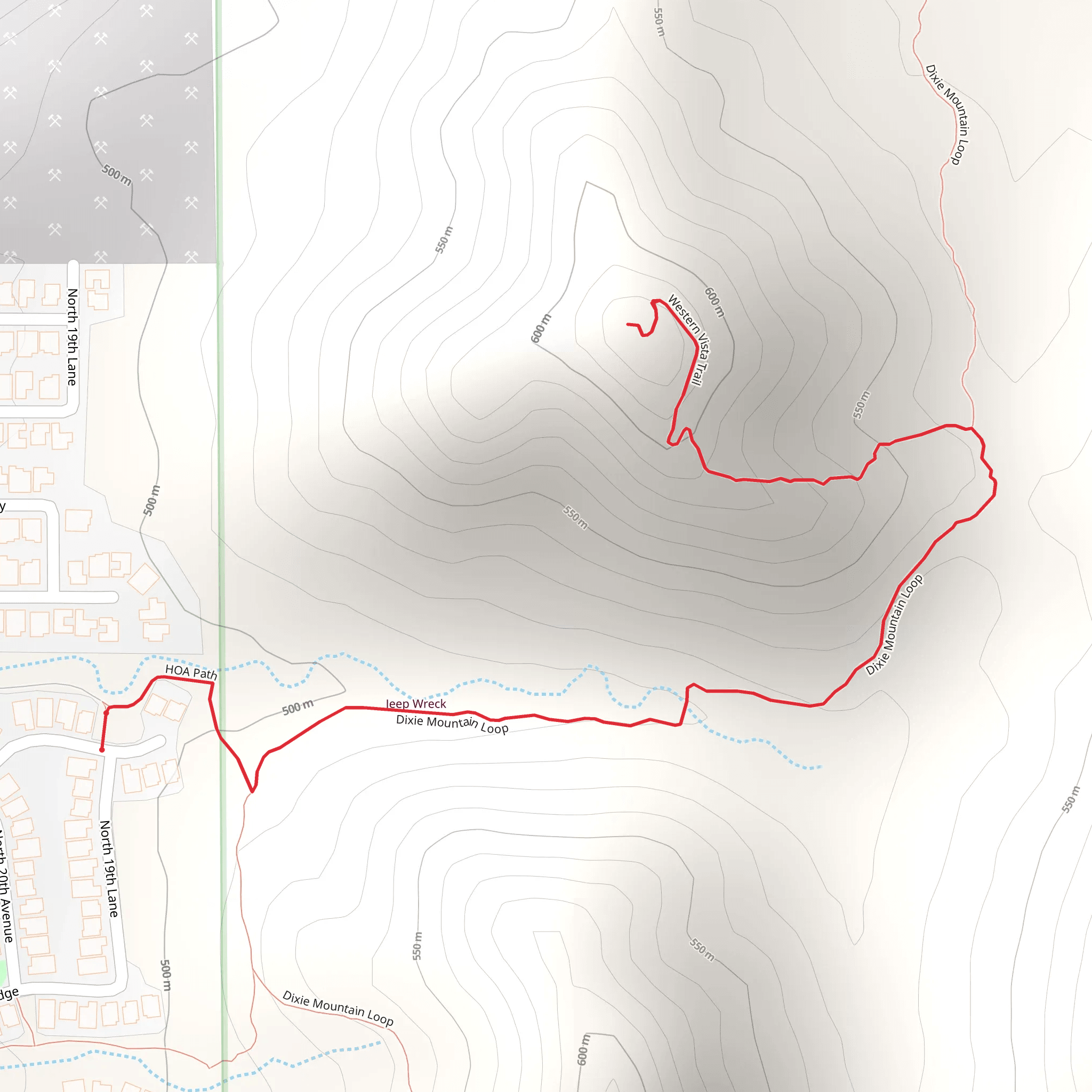 Western Vista Trail Out and Back mobile static map