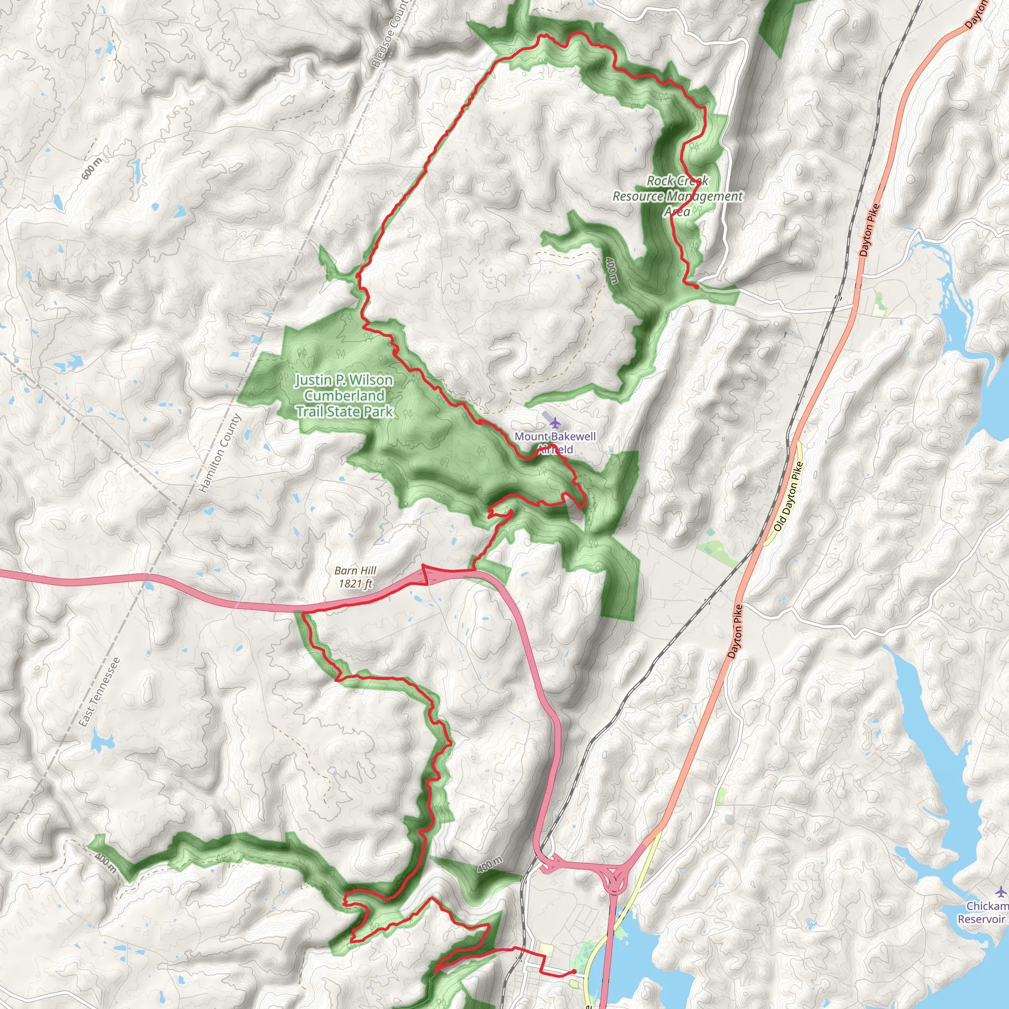 Soddy to Sale Creek via Cumberland Trail mobile static map