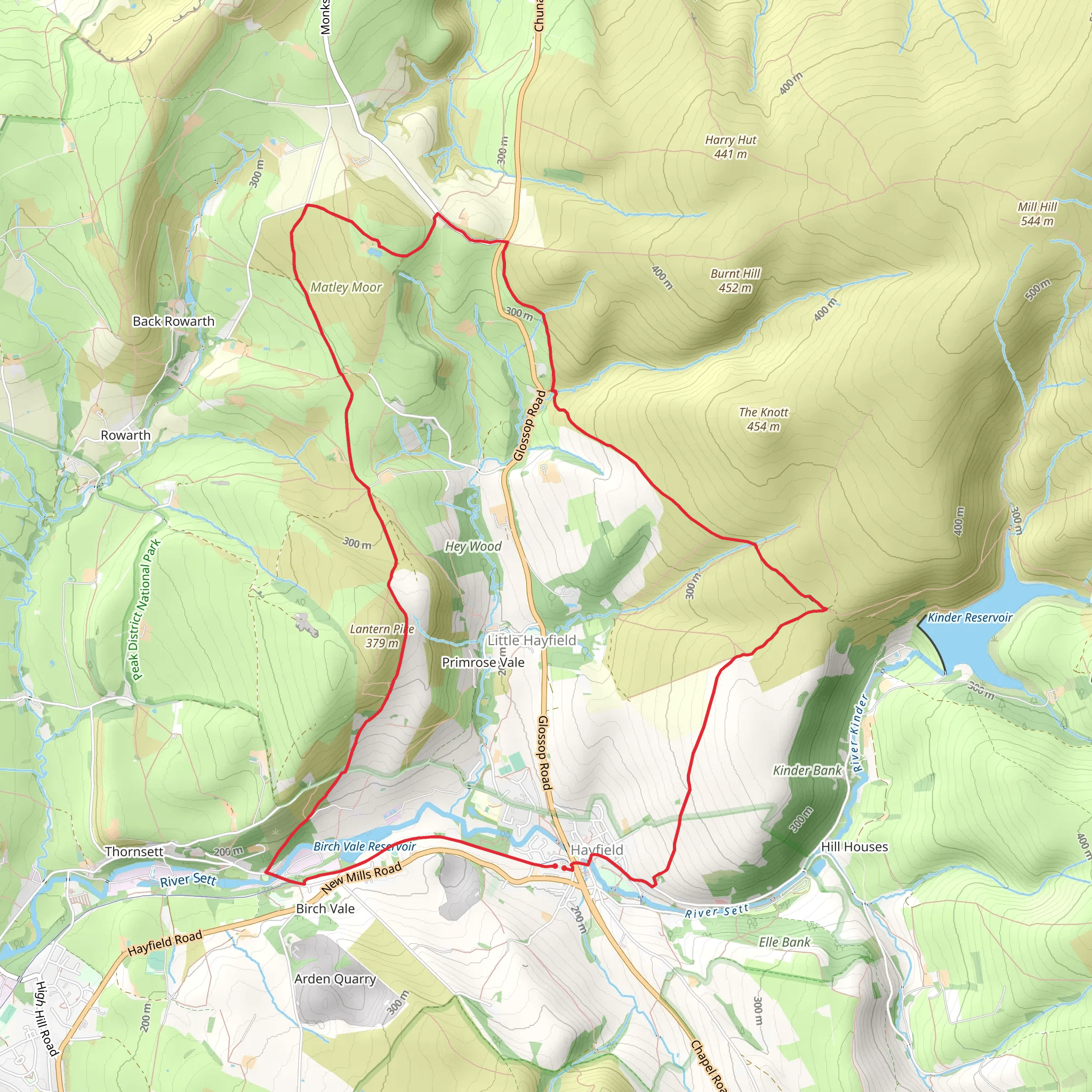 Hayfield Northern Loop via Birch Vale Reservoir mobile static map