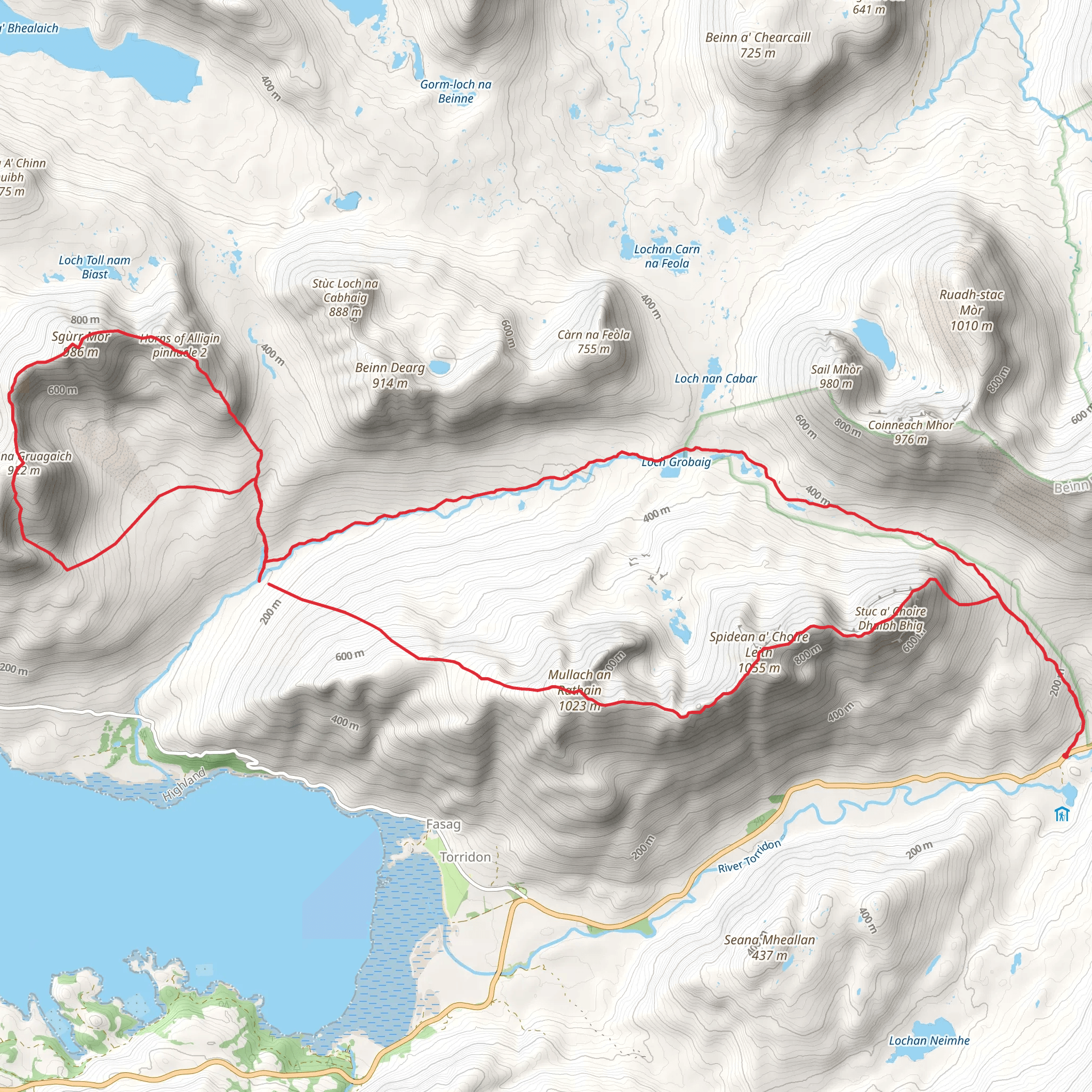 Spidean a' Choire Leith and Mullach an Rathain Loop mobile static map