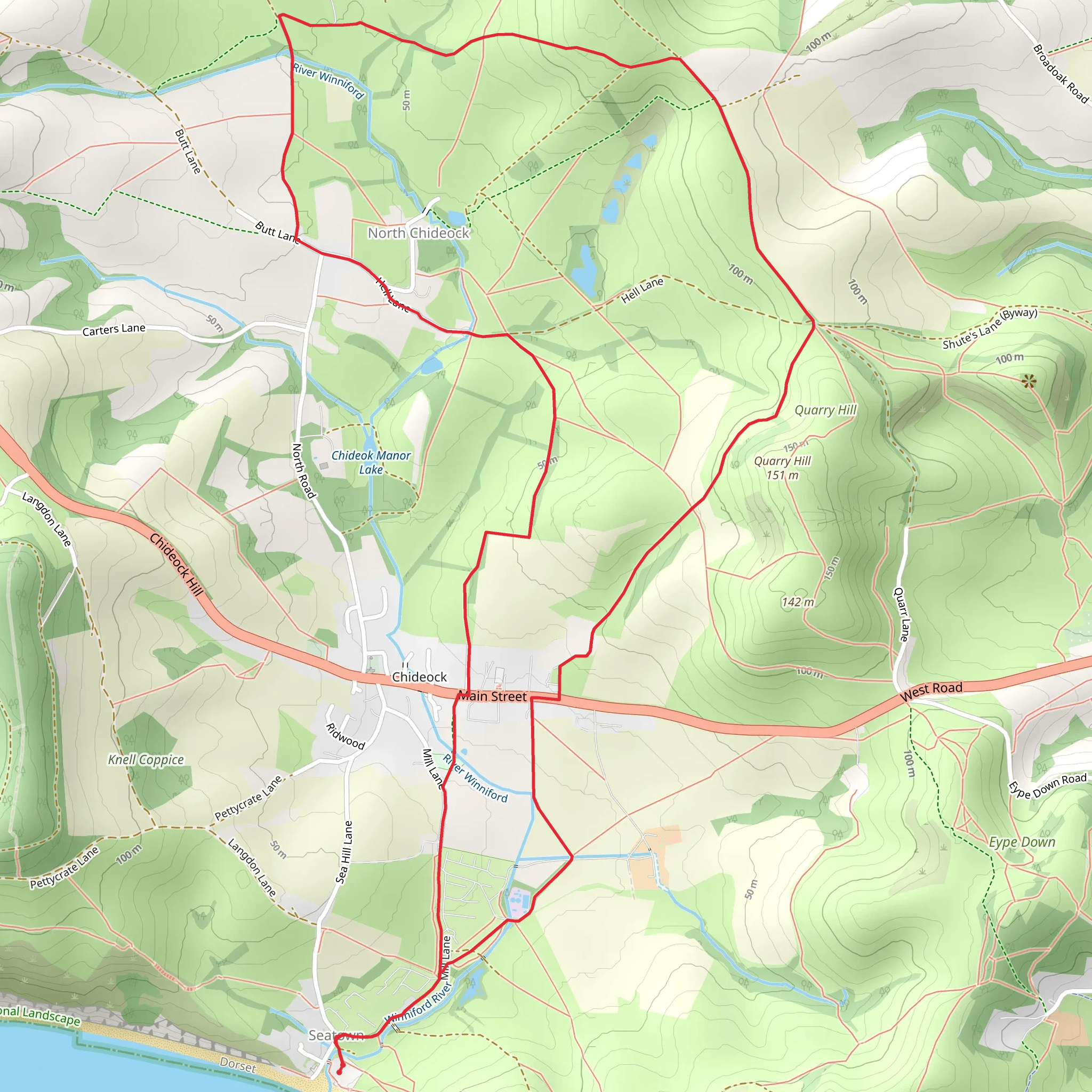 Chideock Inland Walk mobile static map