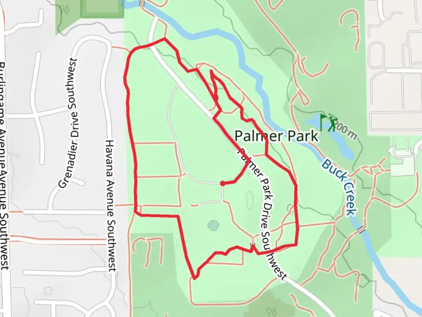An image depicting the trail Palmer Park Drive Southwest Loop and its surrounding area.