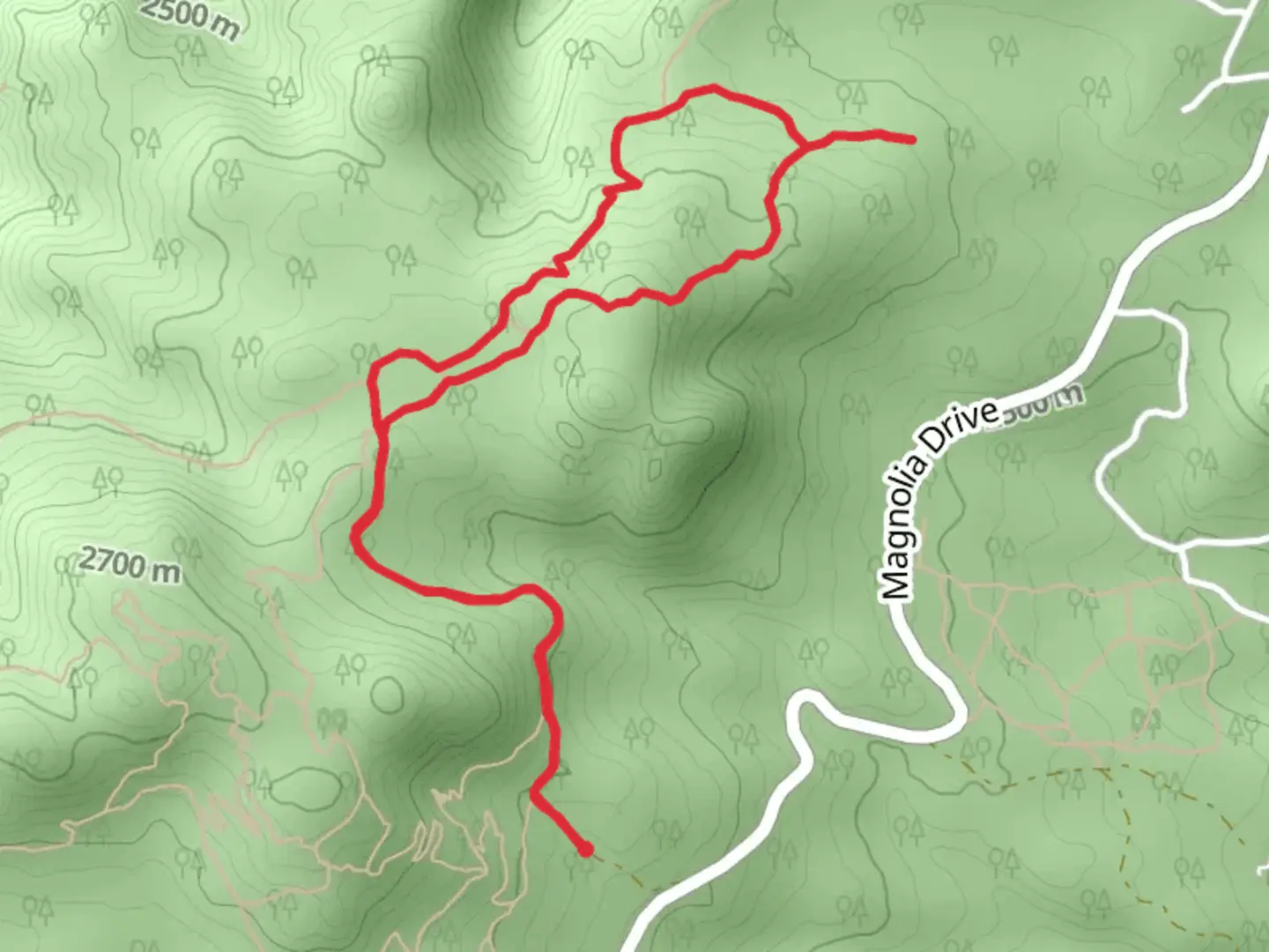 An image depicting the trail Boy Scout Spur Trail via Boy Scout Connector Trail and its surrounding area.