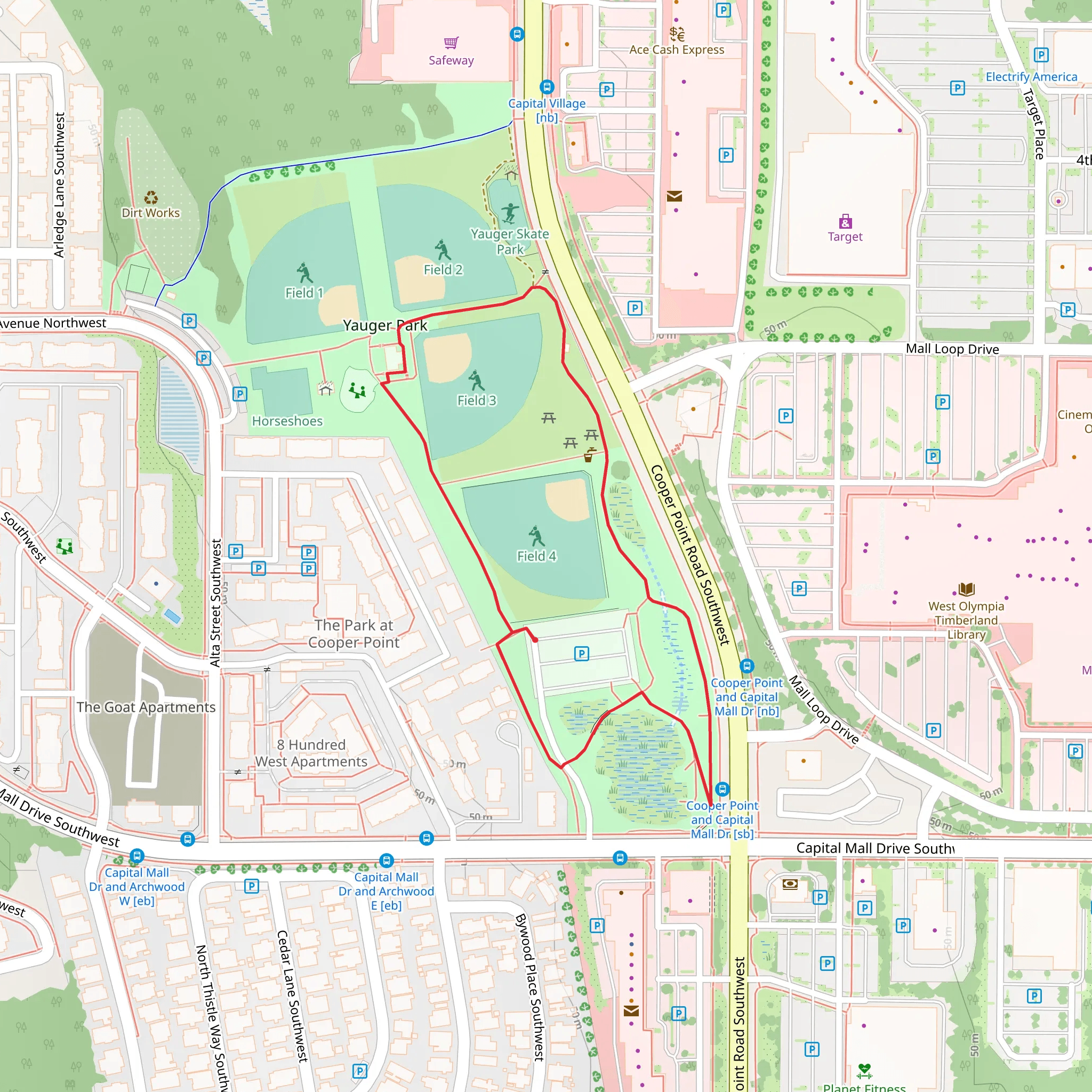 Yauger Park Loop mobile static map