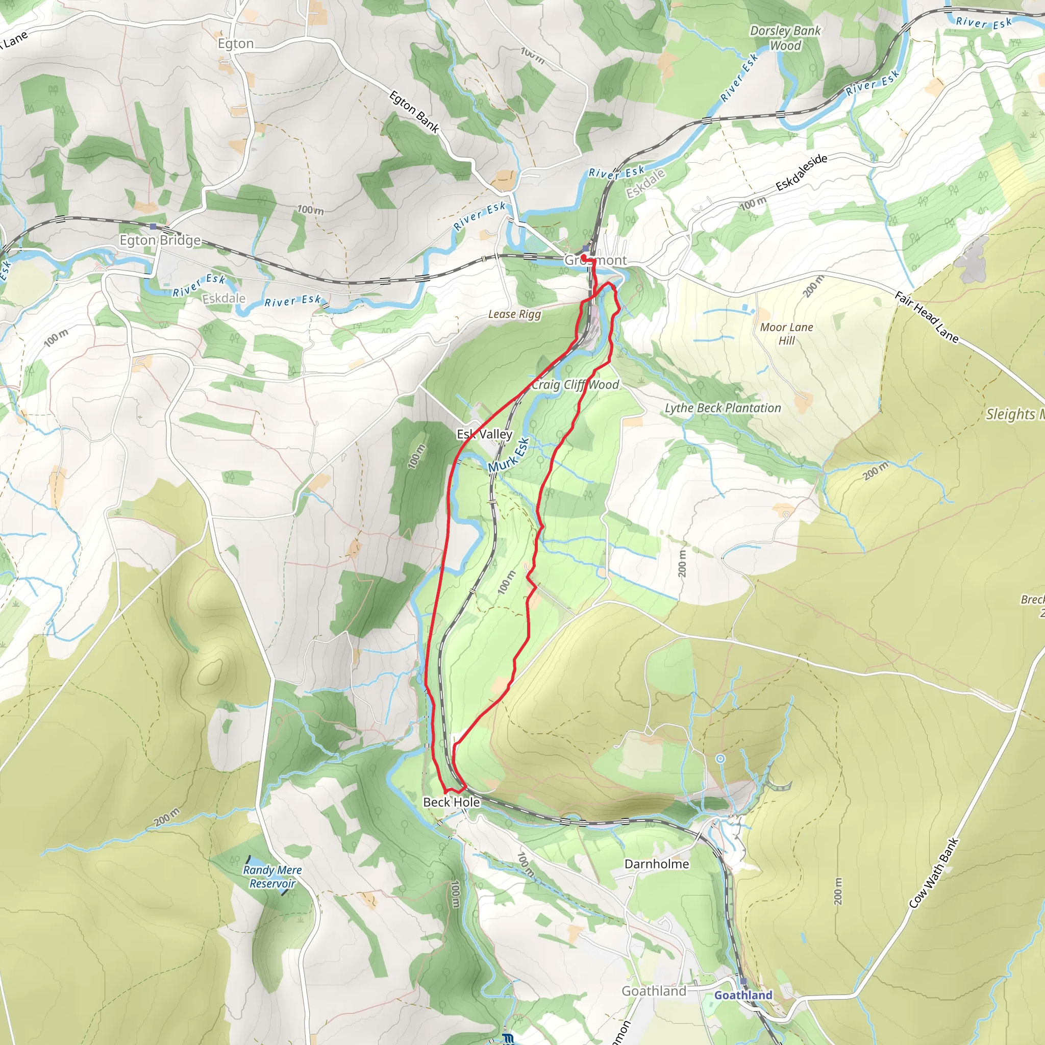 Grosmont to Beck Hole Loop mobile static map