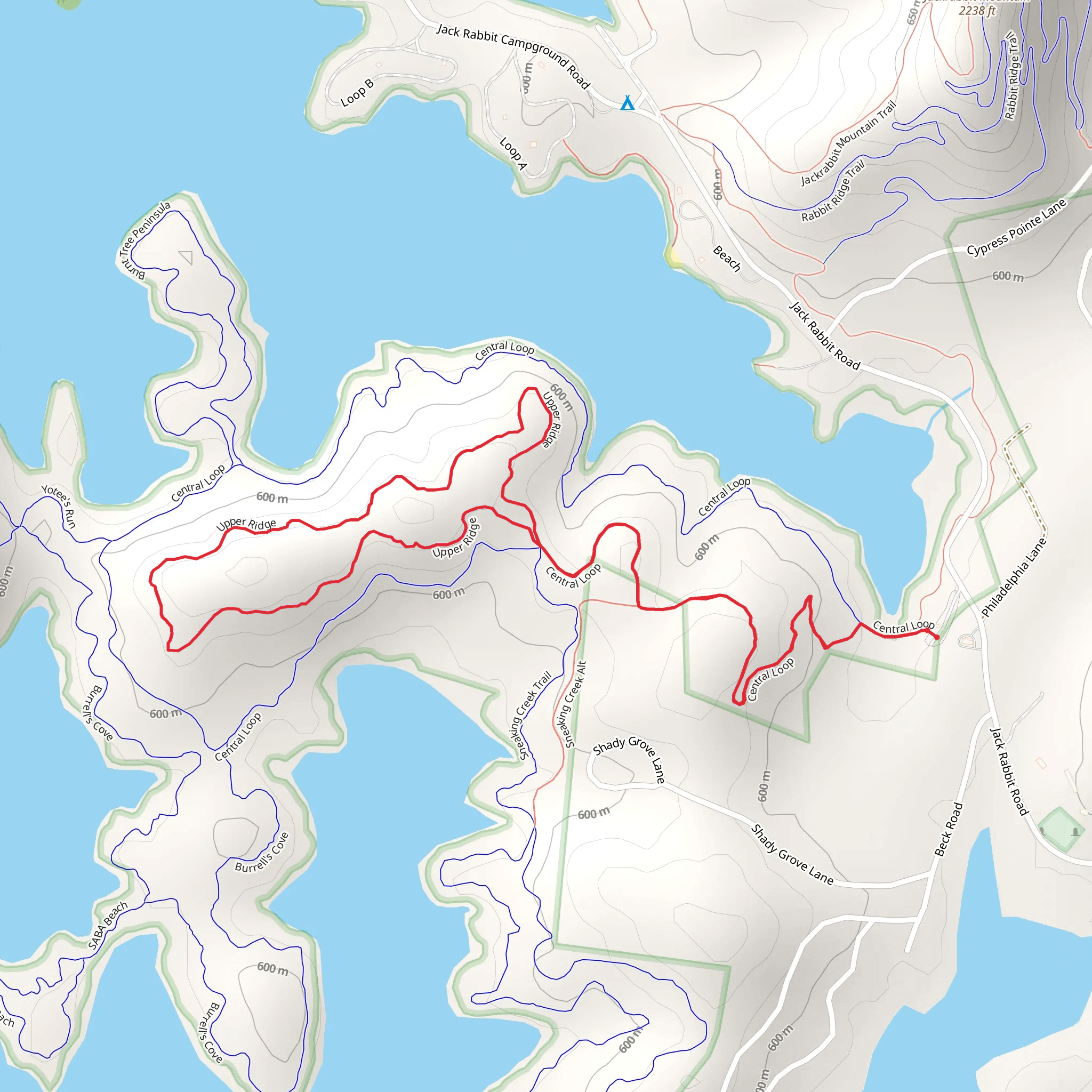 Upper Ridge Loop via Central Loop Trail mobile static map