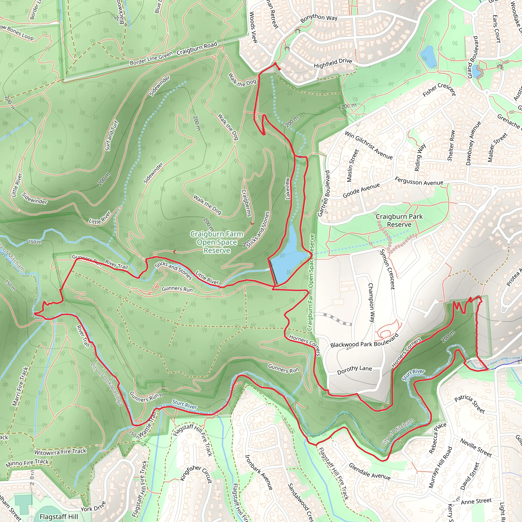 Walking Loop in Craigburn Farm mobile static map