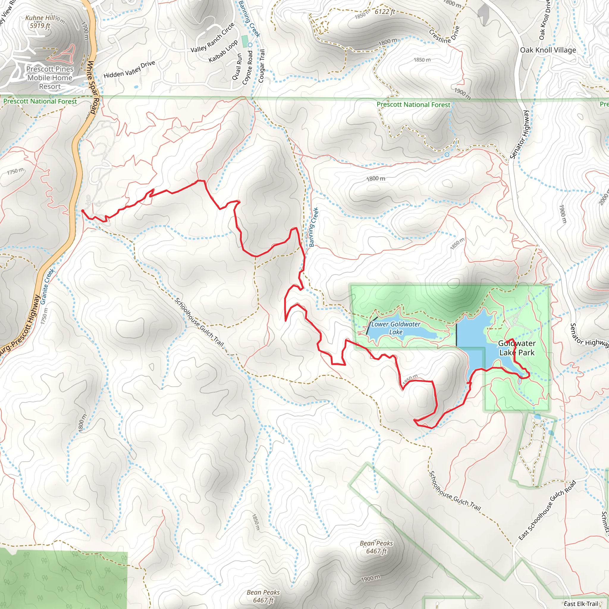 Upper Goldwater Lake via Prescott Circle Trail - West mobile static map