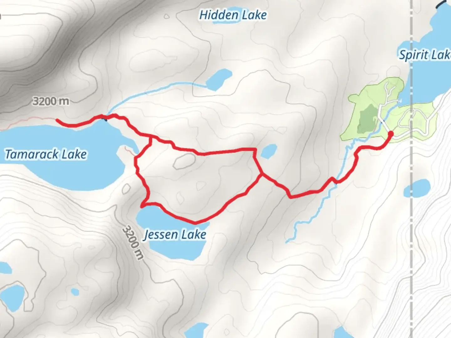 An image depicting the trail Tamarack Lake and Jessen Lake Loop and its surrounding area.