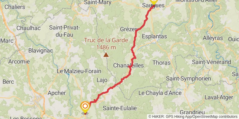 GR 65 Rocamadour Variant stage 3 Map