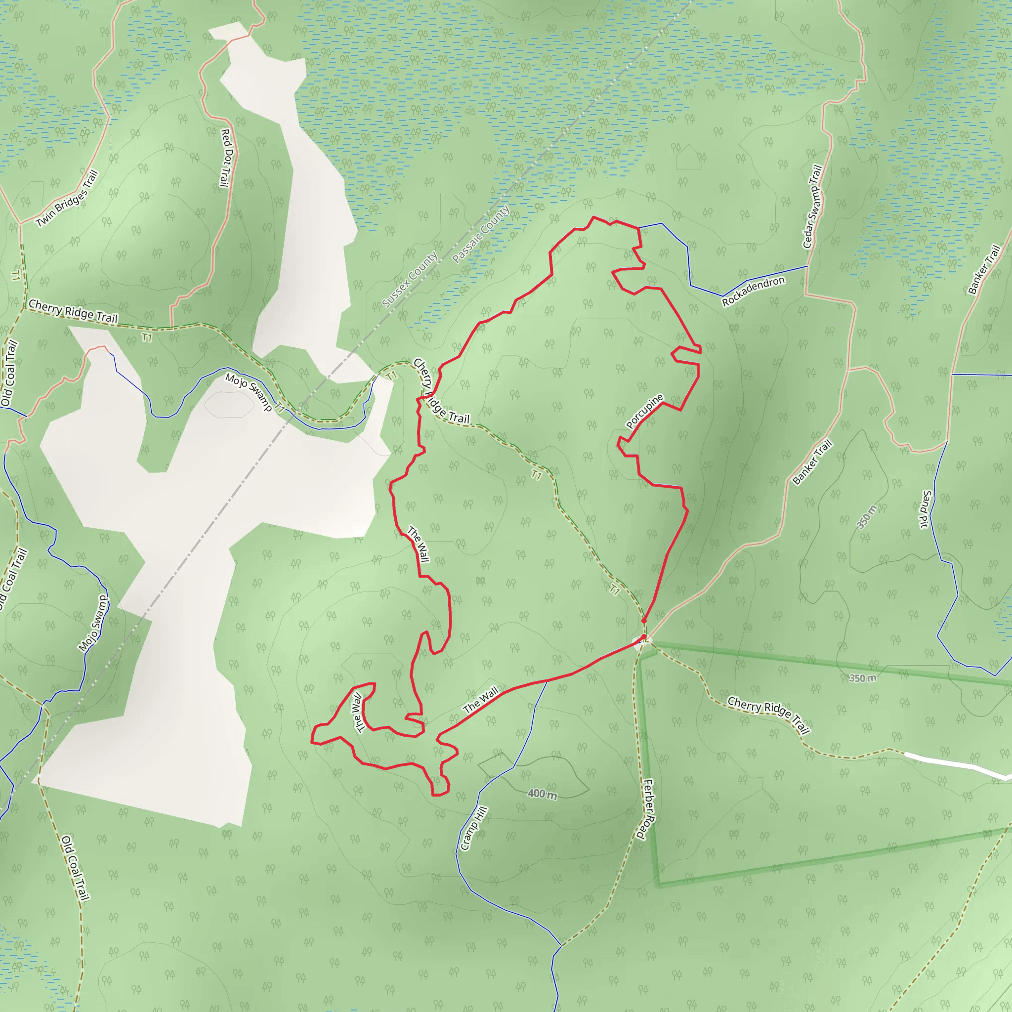 The Wall and Porcupine Loop mobile static map